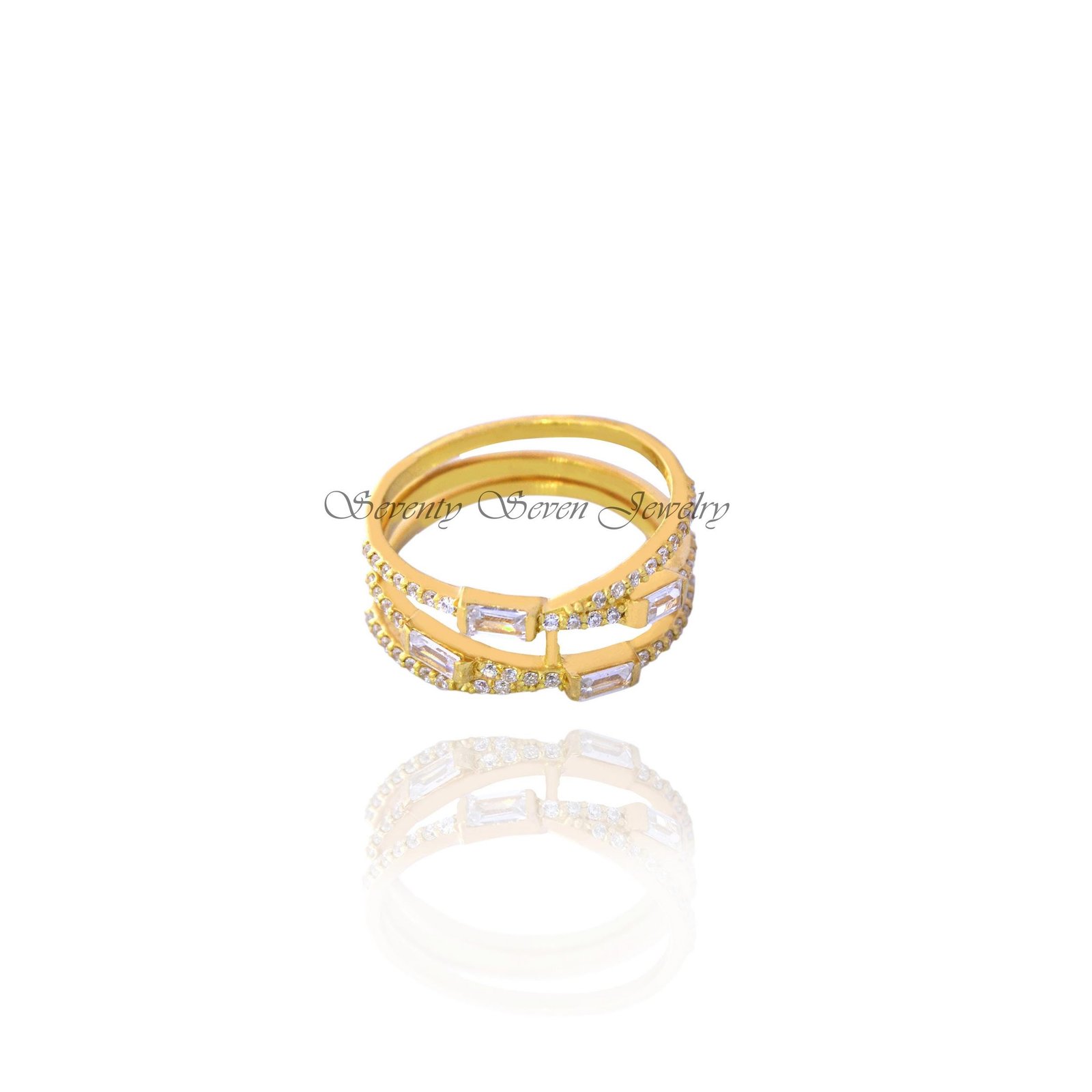 925 Silver Cubic Zircon Ring: Multi Row Baguette Eternity Band - Seventy Seven Jewelry | SKU: SSMJR14-SLYGCZBTT-2026 925 Silver Cubic Zircon Ring: Multi Row Baguette Eternity Band - Seventy Seven Jewelry | SKU: SSMJR14-SLYGCZBTT-2026