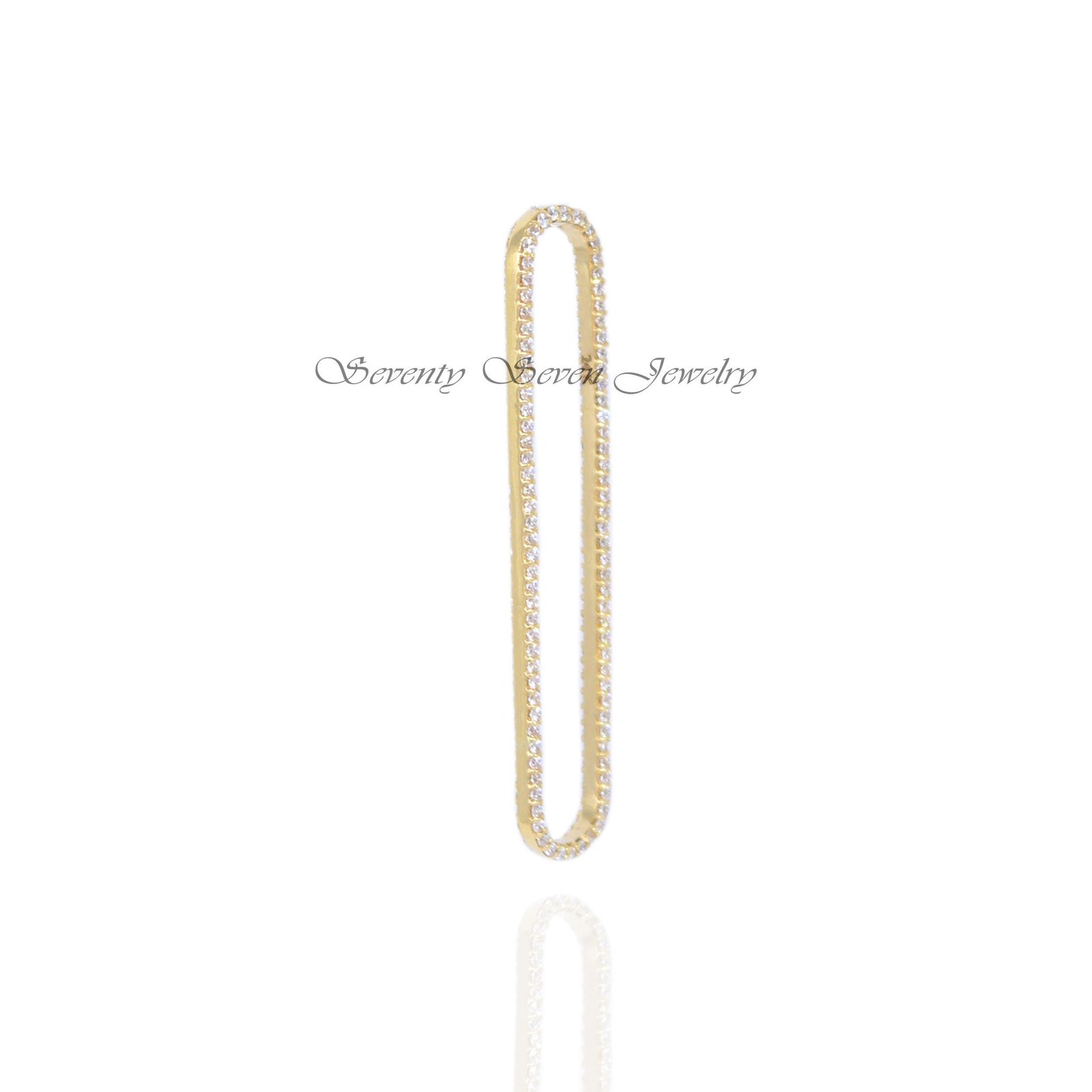 925 Silver CZ Oval Enhancer Lock: Long Pendant Connector (48x9mm) - View 7 - Seventy Seven Jewelry | SKU: SSMJF94-SLYGCZ-2026 925 Silver CZ Oval Enhancer Lock: Long Pendant Connector (48x9mm) - View 7 - Seventy Seven Jewelry | SKU: SSMJF94-SLYGCZ-2026