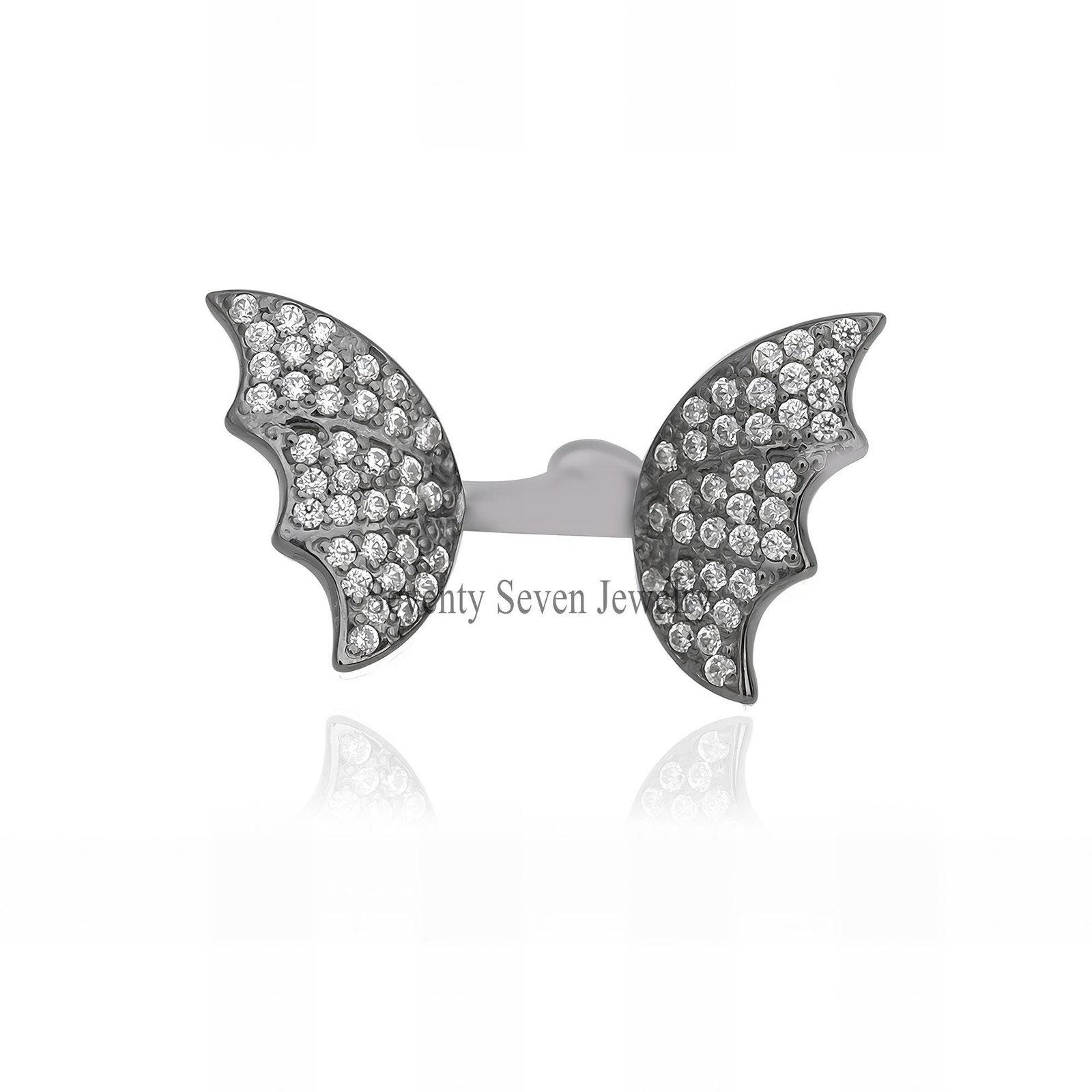 925 Silver Diamond Bat Wing Ring: Halloween Vampire Jewelry - Seventy Seven Jewelry | SKU: SSMJR2731-SLRHPSP-US-4 925 Silver Diamond Bat Wing Ring: Halloween Vampire Jewelry - Seventy Seven Jewelry | SKU: SSMJR2731-SLRHPSP-US-4