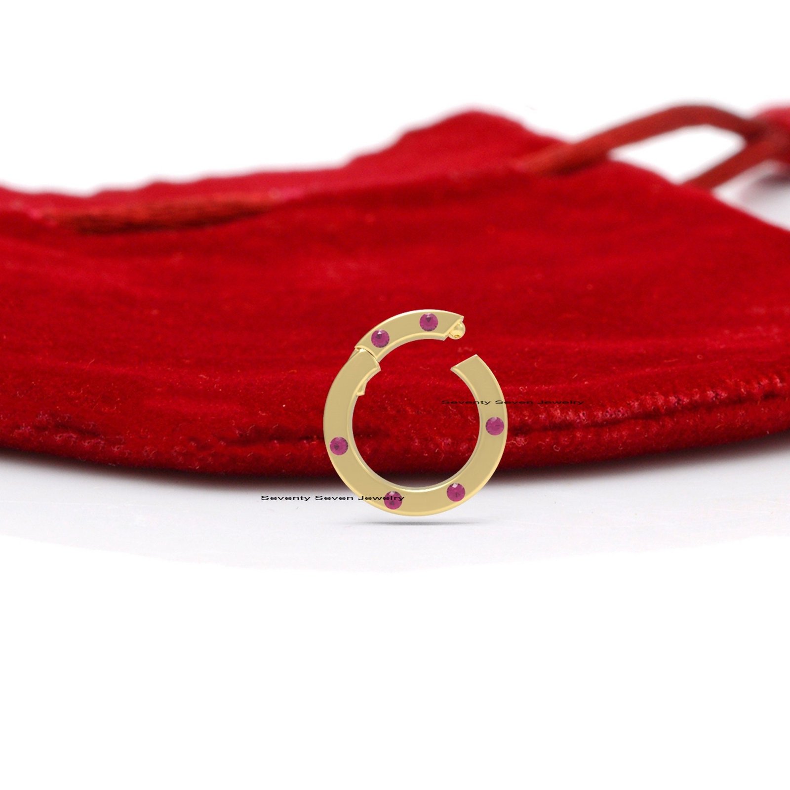 925 Silver Diamond Circle Charm Enhancer: Round Push Lock Pendant (10 MM) - View 2 - Seventy Seven Jewelry | SKU: SSMJP976-SL 925 Silver Diamond Circle Charm Enhancer: Round Push Lock Pendant (10 MM) - View 2 - Seventy Seven Jewelry | SKU: SSMJP976-SL