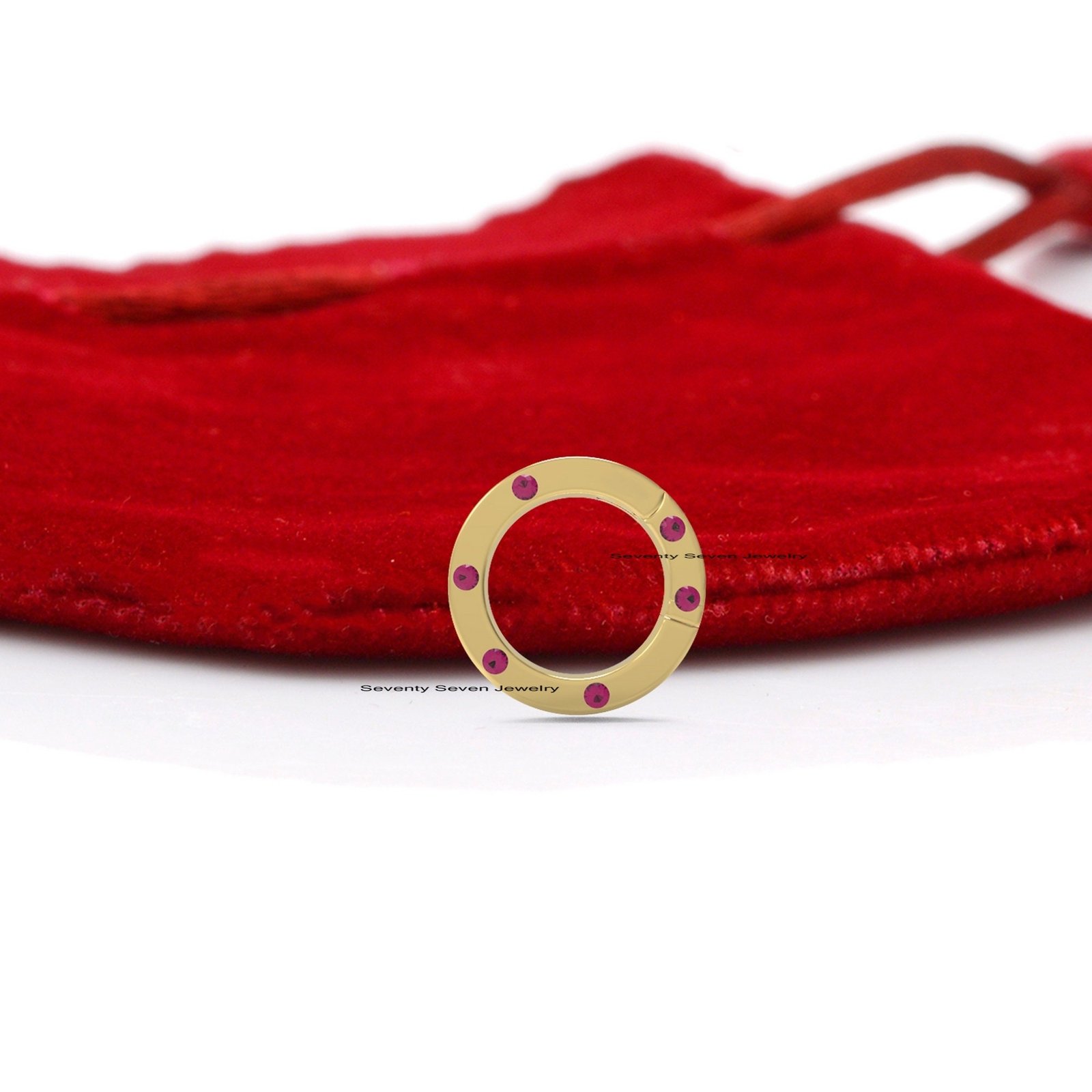925 Silver Diamond Circle Charm Enhancer: Round Push Lock Pendant (10 MM) - View 3 - Seventy Seven Jewelry | SKU: SSMJP976-SL 925 Silver Diamond Circle Charm Enhancer: Round Push Lock Pendant (10 MM) - View 3 - Seventy Seven Jewelry | SKU: SSMJP976-SL