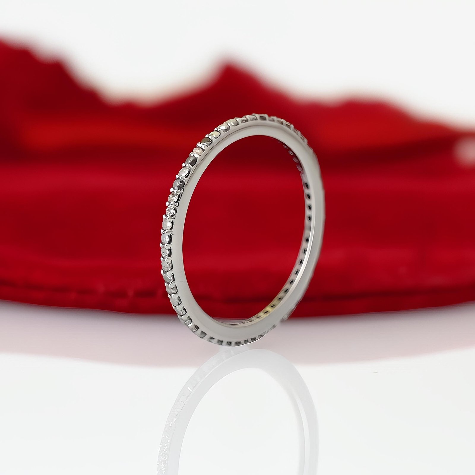 925 Silver Diamond Eternity Band Ring: Minimalist Stacking - View 5 - Seventy Seven Jewelry | SKU: SSMJR389-SLRHDI-2026 925 Silver Diamond Eternity Band Ring: Minimalist Stacking - View 5 - Seventy Seven Jewelry | SKU: SSMJR389-SLRHDI-2026