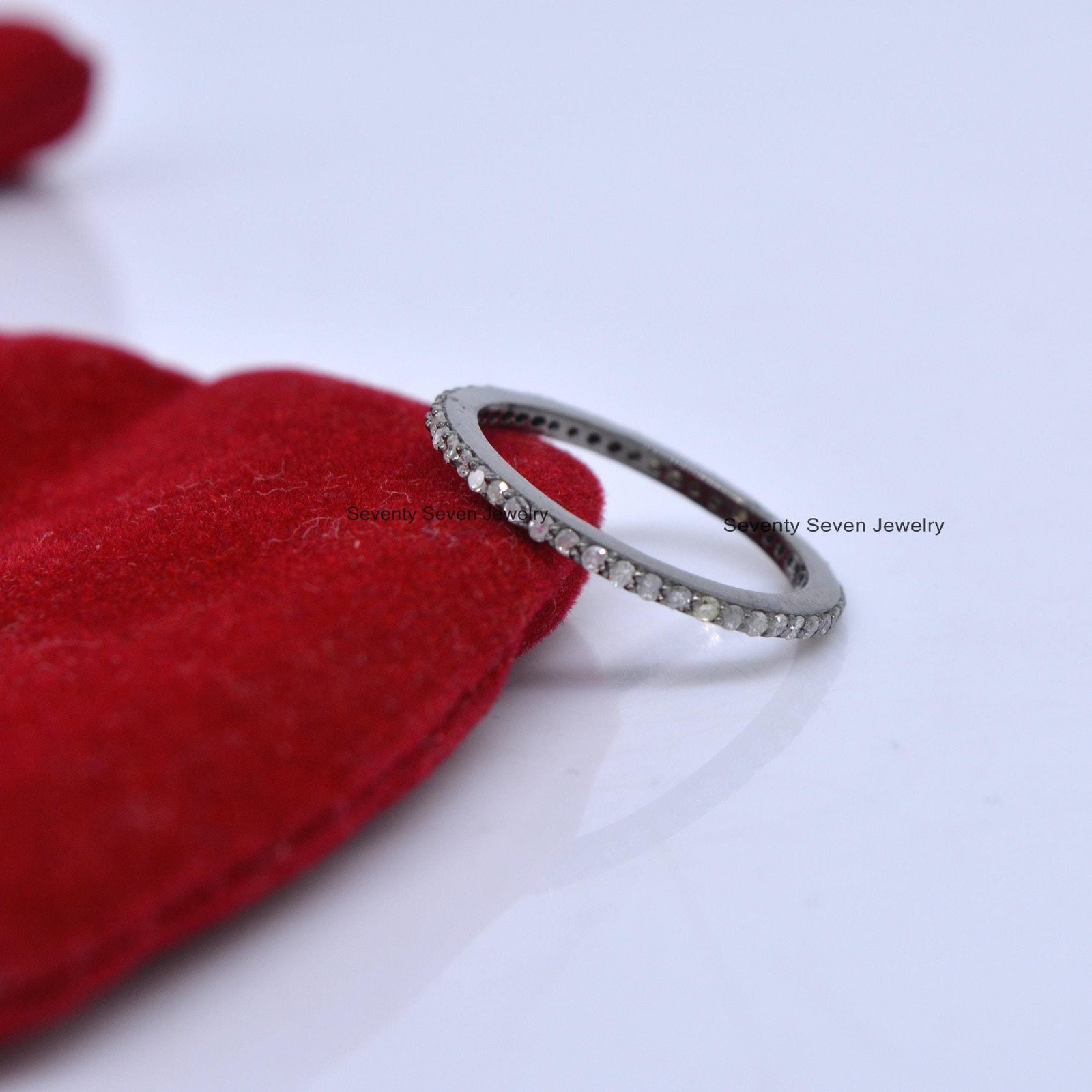 925 Silver Diamond Eternity Band Ring: Minimalist Stacking - View 6 - Seventy Seven Jewelry | SKU: SSMJR389-SLRHDI-2026 925 Silver Diamond Eternity Band Ring: Minimalist Stacking - View 6 - Seventy Seven Jewelry | SKU: SSMJR389-SLRHDI-2026