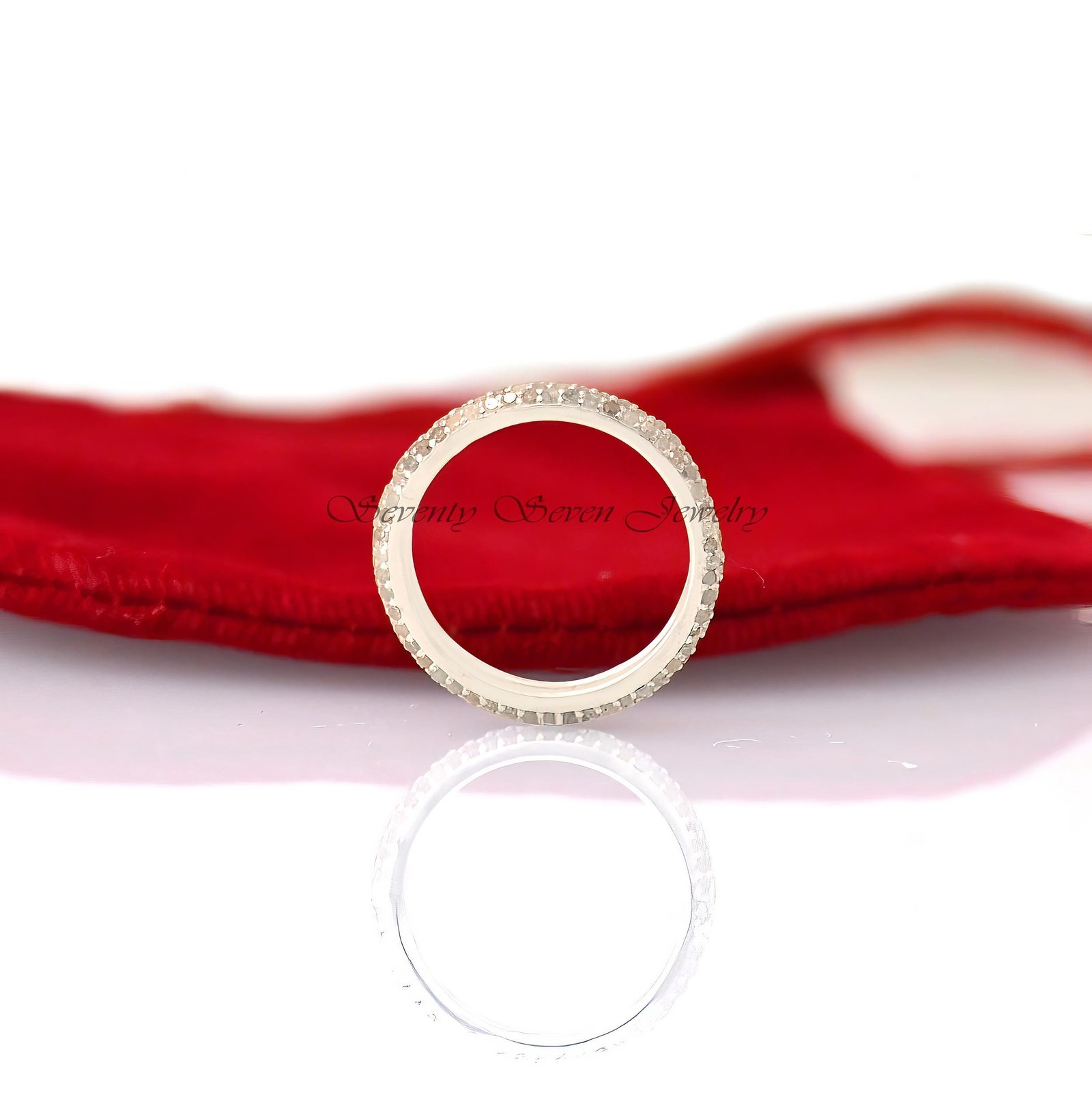 925 Silver Diamond Eternity Ring: Pave Stacking Band - Seventy Seven Jewelry | SKU: SSMJR260-SLRHDI-2026 925 Silver Diamond Eternity Ring: Pave Stacking Band - Seventy Seven Jewelry | SKU: SSMJR260-SLRHDI-2026