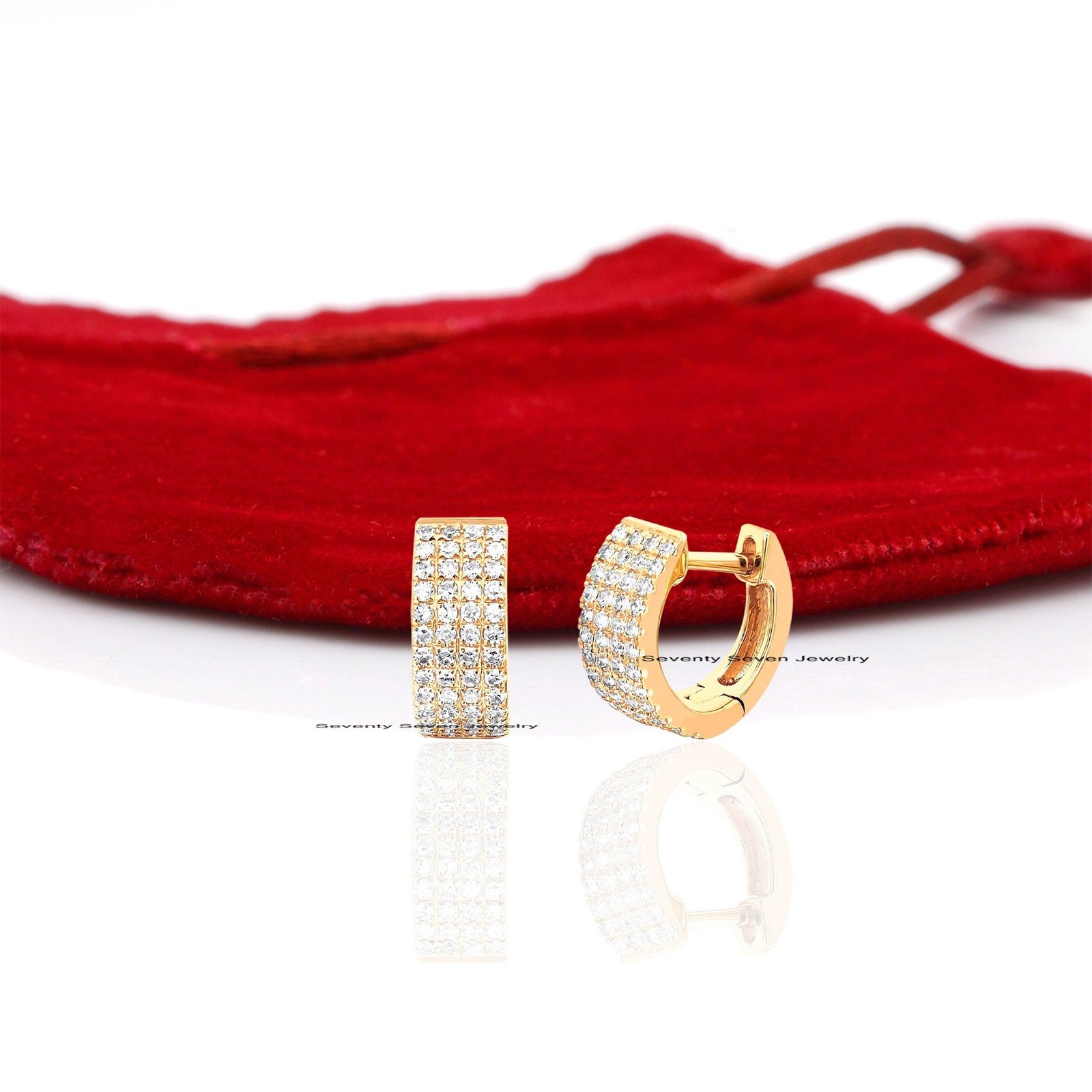 925 Silver Diamond Hoop Earrings: Wide CZ Huggies - Seventy Seven Jewelry | SKU: SSMJE958-SLYGDI-2026 925 Silver Diamond Hoop Earrings: Wide CZ Huggies - Seventy Seven Jewelry | SKU: SSMJE958-SLYGDI-2026