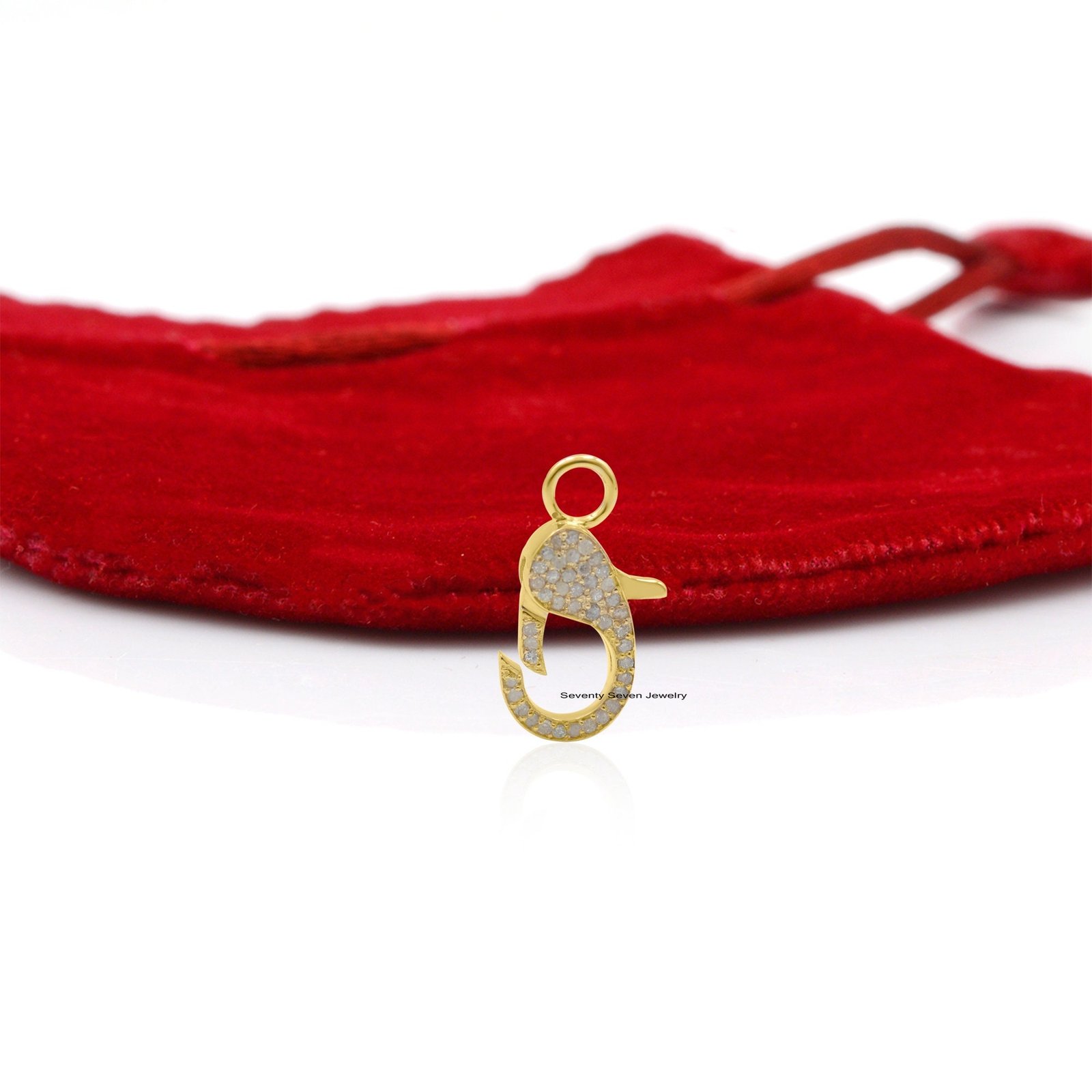 925 Silver Diamond Lobster Lock: Gemstone Clasp (22 MM) - View 4 - Seventy Seven Jewelry | SKU: SSMJF114-SLYGCZ,SSMJF114-SLYG 925 Silver Diamond Lobster Lock: Gemstone Clasp (22 MM) - View 4 - Seventy Seven Jewelry | SKU: SSMJF114-SLYGCZ,SSMJF114-SLYG