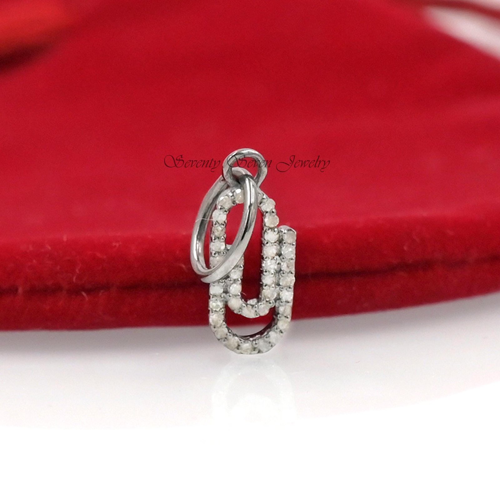 925 Silver Diamond Paper Clip Pendant: Designer Charm Enhancer - Seventy Seven Jewelry | SKU: SSMJP682-SLYGDI,SSMJP682-SLYGBS 925 Silver Diamond Paper Clip Pendant: Designer Charm Enhancer - Seventy Seven Jewelry | SKU: SSMJP682-SLYGDI,SSMJP682-SLYGBS