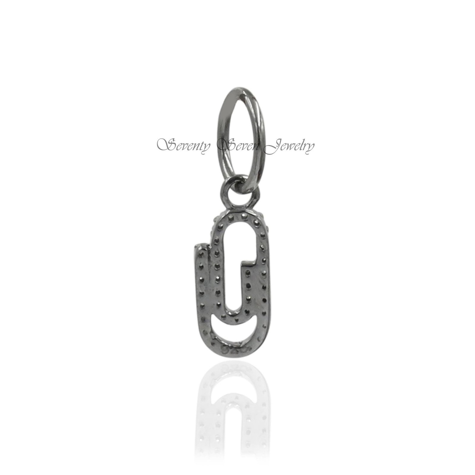 925 Silver Diamond Paper Clip Pendant: Designer Charm Enhancer - View 5 - Seventy Seven Jewelry | SKU: SSMJP682-SLYGDI,SSMJP6 925 Silver Diamond Paper Clip Pendant: Designer Charm Enhancer - View 5 - Seventy Seven Jewelry | SKU: SSMJP682-SLYGDI,SSMJP6