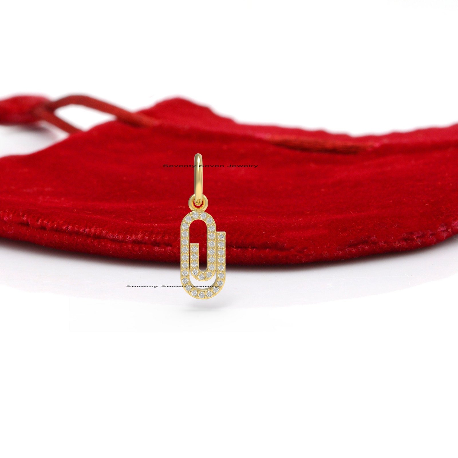 925 Silver Diamond Paper Clip Pendant: Designer Charm Enhancer - View 7 - Seventy Seven Jewelry | SKU: SSMJP682-SLYGDI,SSMJP6 925 Silver Diamond Paper Clip Pendant: Designer Charm Enhancer - View 7 - Seventy Seven Jewelry | SKU: SSMJP682-SLYGDI,SSMJP6