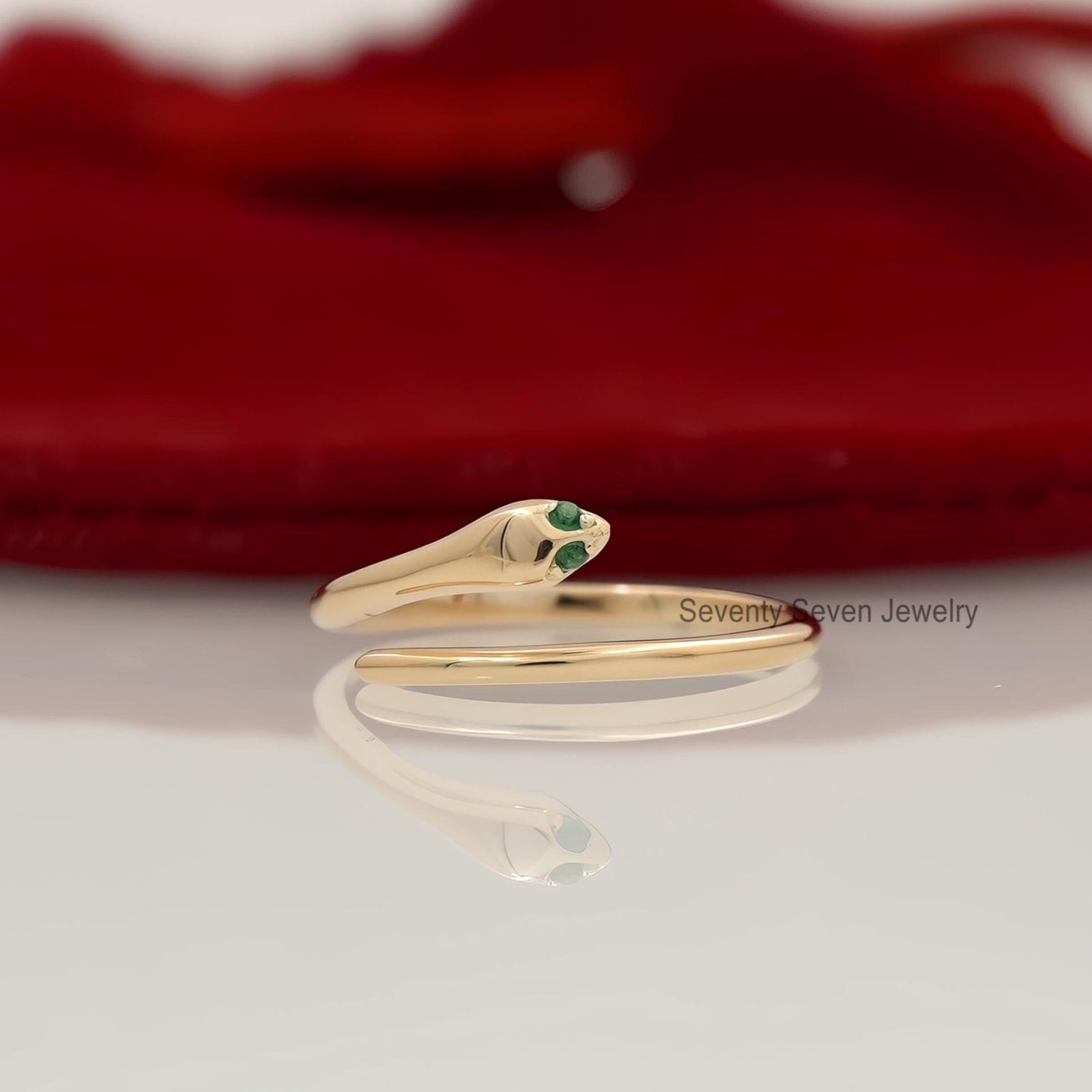 925 Silver Diamond Snake Ring: Dainty Serpent Open Band - Seventy Seven Jewelry | SKU: SSMJR03-SLYGDI-2026 925 Silver Diamond Snake Ring: Dainty Serpent Open Band - Seventy Seven Jewelry | SKU: SSMJR03-SLYGDI-2026