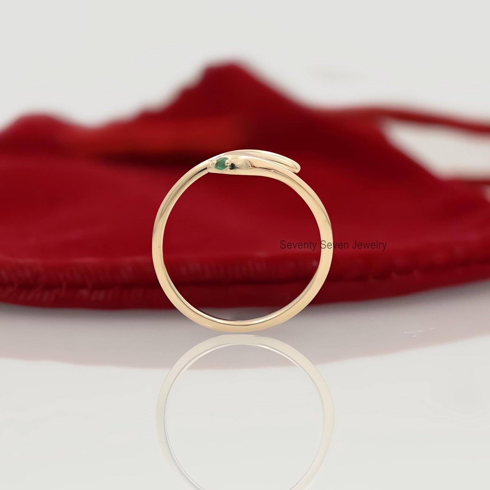 925 Silver Diamond Snake Ring: Dainty Serpent Open Band - View 4 - Seventy Seven Jewelry | SKU: SSMJR03-SLYGDI-2026 925 Silver Diamond Snake Ring: Dainty Serpent Open Band - View 4 - Seventy Seven Jewelry | SKU: SSMJR03-SLYGDI-2026