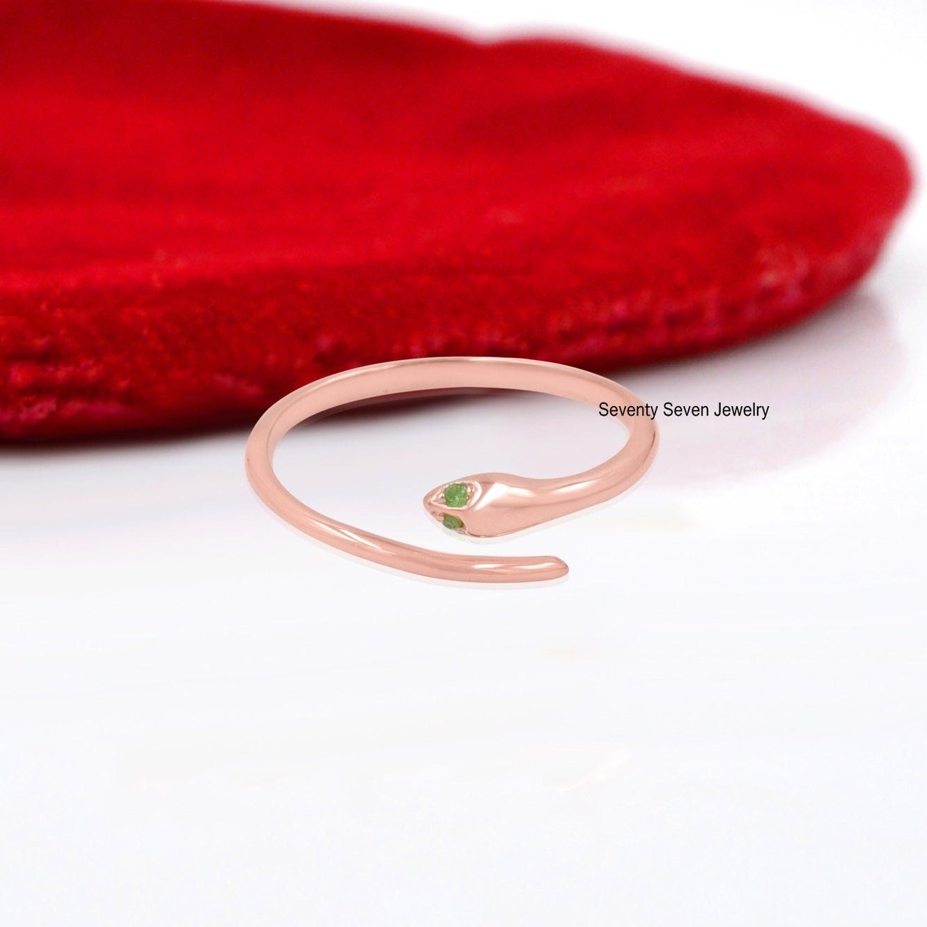 925 Silver Diamond Snake Ring: Dainty Serpent Open Band - View 7 - Seventy Seven Jewelry | SKU: SSMJR03-SLYGDI-2026 925 Silver Diamond Snake Ring: Dainty Serpent Open Band - View 7 - Seventy Seven Jewelry | SKU: SSMJR03-SLYGDI-2026