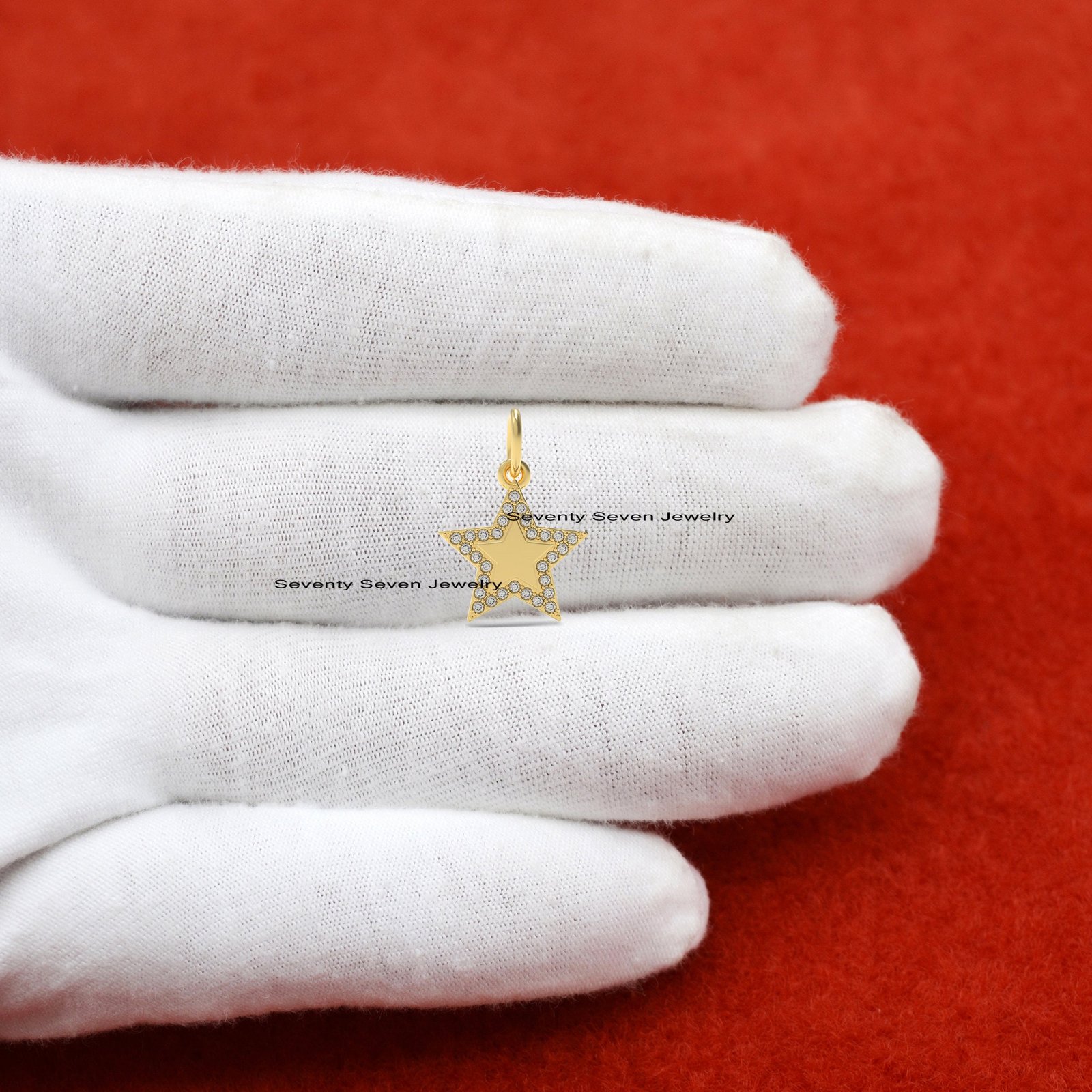 925 Silver Diamond Star Pendant: Gemstone Christmas Jewelry - View 3 - Seventy Seven Jewelry | SKU: SSMJP706-SLYGDI-2026 925 Silver Diamond Star Pendant: Gemstone Christmas Jewelry - View 3 - Seventy Seven Jewelry | SKU: SSMJP706-SLYGDI-2026