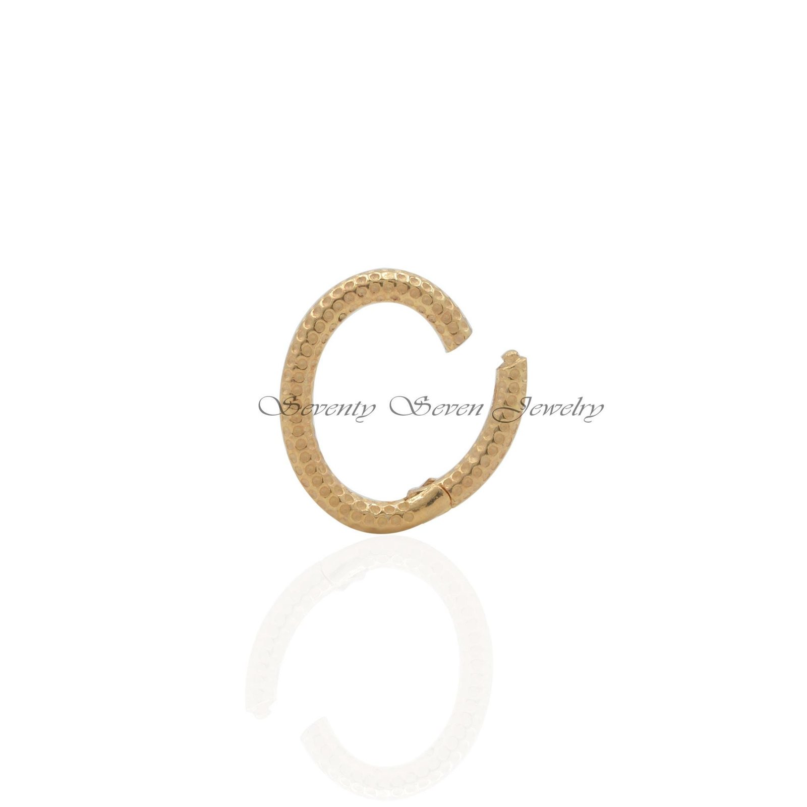 925 Silver Dotted Oval Charm Enhancer: Link Lock Pendant - View 3 - Seventy Seven Jewelry | SKU: SSMJP644-SLYG-2026 925 Silver Dotted Oval Charm Enhancer: Link Lock Pendant - View 3 - Seventy Seven Jewelry | SKU: SSMJP644-SLYG-2026