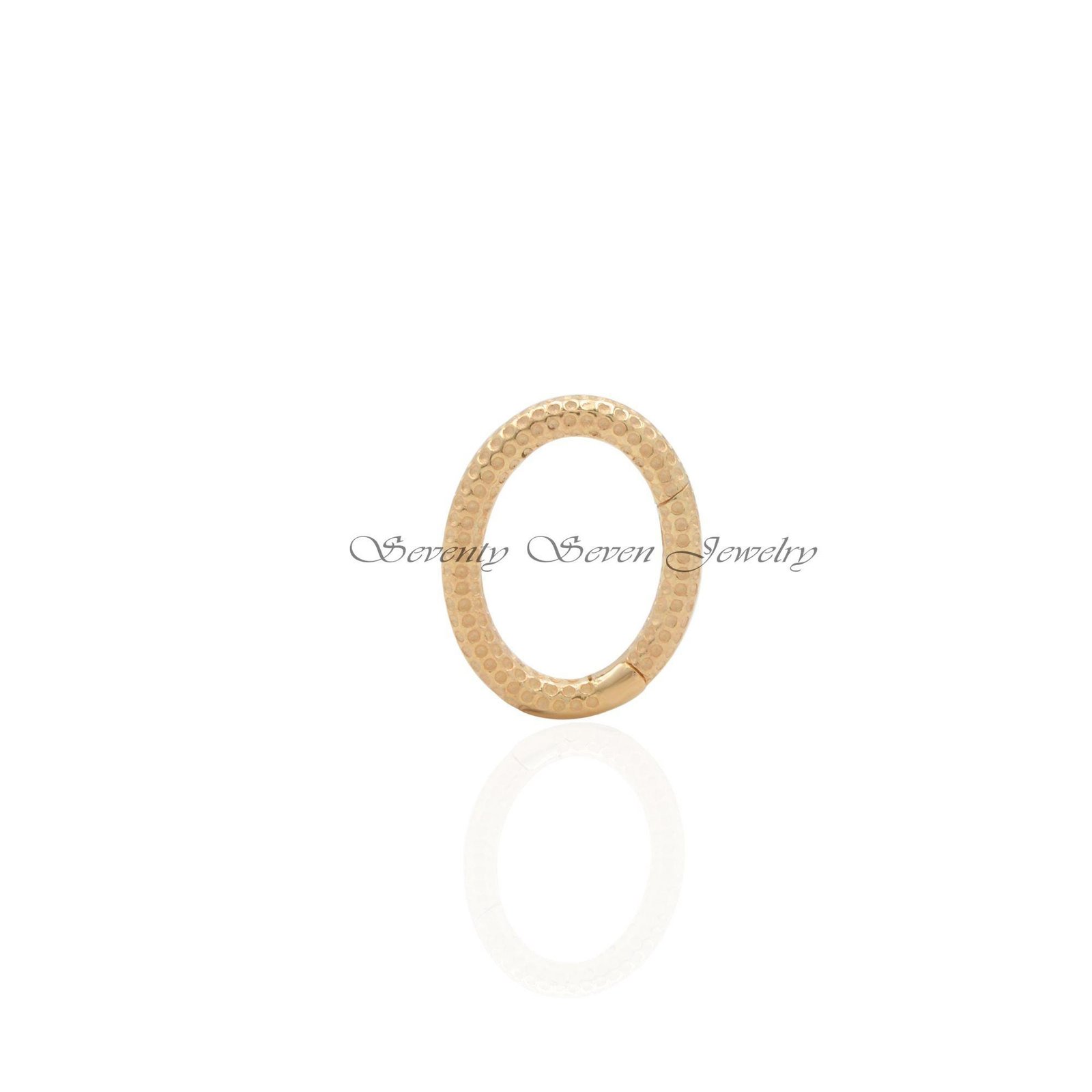 925 Silver Dotted Oval Charm Enhancer: Link Lock Pendant - View 4 - Seventy Seven Jewelry | SKU: SSMJP644-SLYG-2026 925 Silver Dotted Oval Charm Enhancer: Link Lock Pendant - View 4 - Seventy Seven Jewelry | SKU: SSMJP644-SLYG-2026