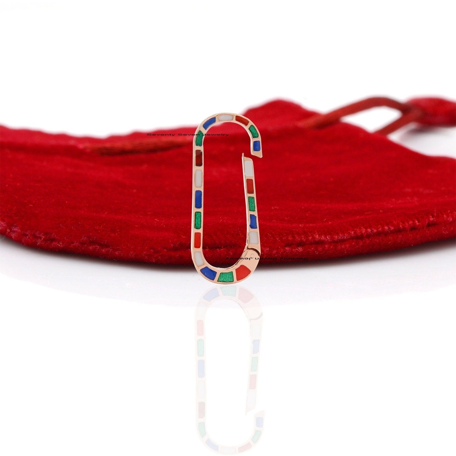 925 Silver Enamel Charm Holder: Multi-Color Push Lock (25x10 MM) - Seventy Seven Jewelry | SKU: SSMJP71-SLYGELMT-2026 925 Silver Enamel Charm Holder: Multi-Color Push Lock (25x10 MM) - Seventy Seven Jewelry | SKU: SSMJP71-SLYGELMT-2026