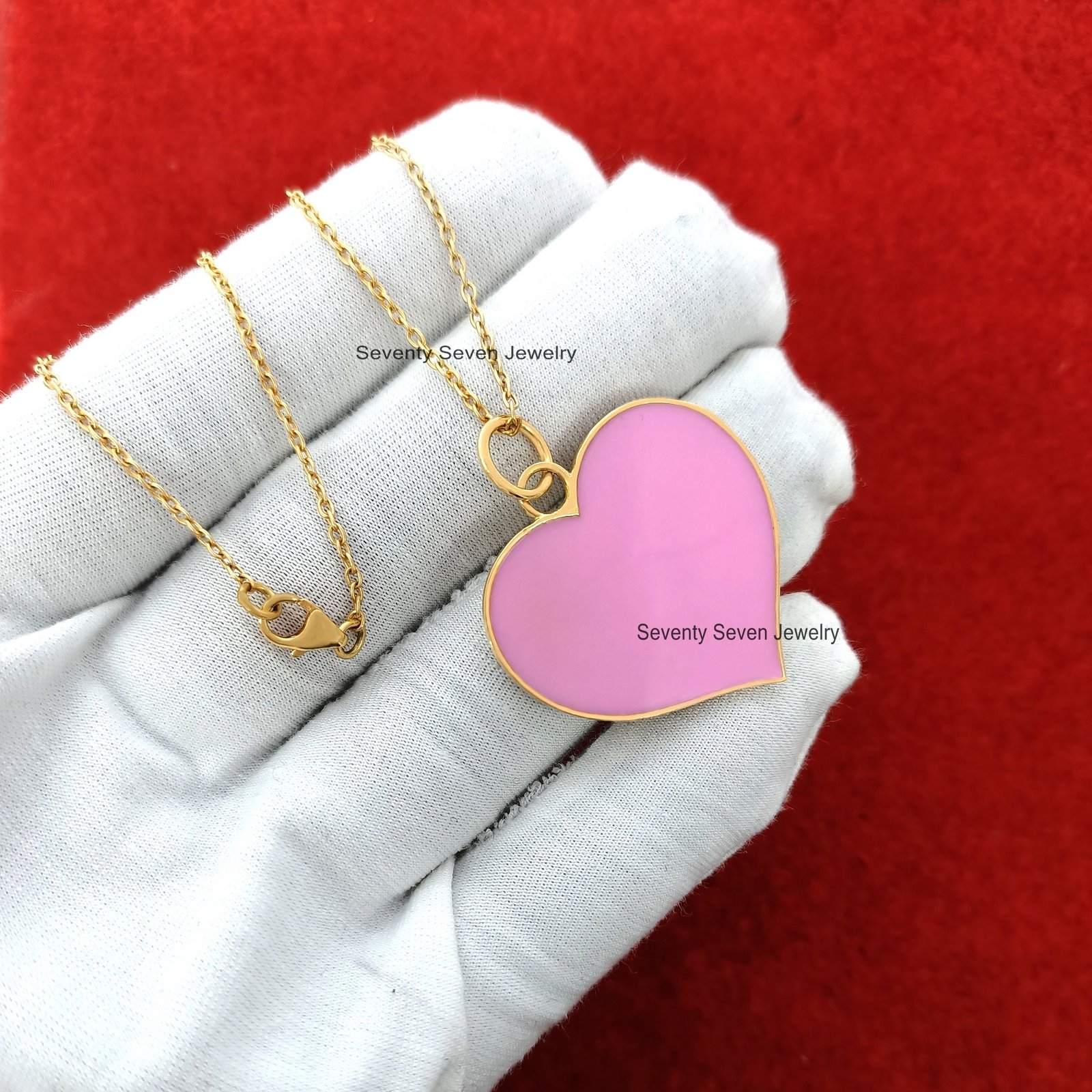 925 Silver Enamel Heart Pendant: Colorful Necklace Charm (30x32 MM) - View 5 - Seventy Seven Jewelry | SKU: SSMJP506-SLYGELP- 925 Silver Enamel Heart Pendant: Colorful Necklace Charm (30x32 MM) - View 5 - Seventy Seven Jewelry | SKU: SSMJP506-SLYGELP-