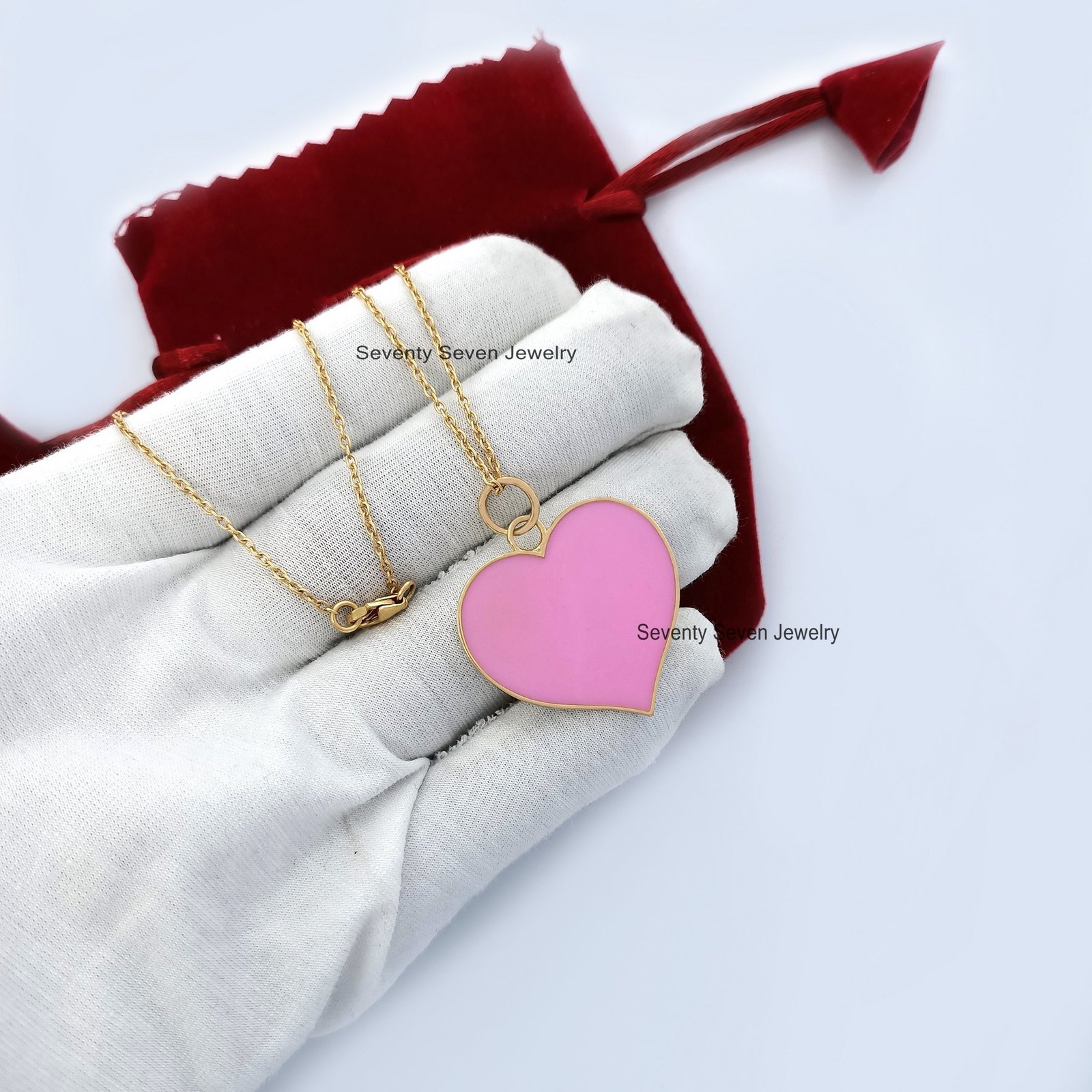 925 Silver Enamel Heart Pendant: Colorful Necklace Charm (30x32 MM) - View 6 - Seventy Seven Jewelry | SKU: SSMJP506-SLYGELP- 925 Silver Enamel Heart Pendant: Colorful Necklace Charm (30x32 MM) - View 6 - Seventy Seven Jewelry | SKU: SSMJP506-SLYGELP-