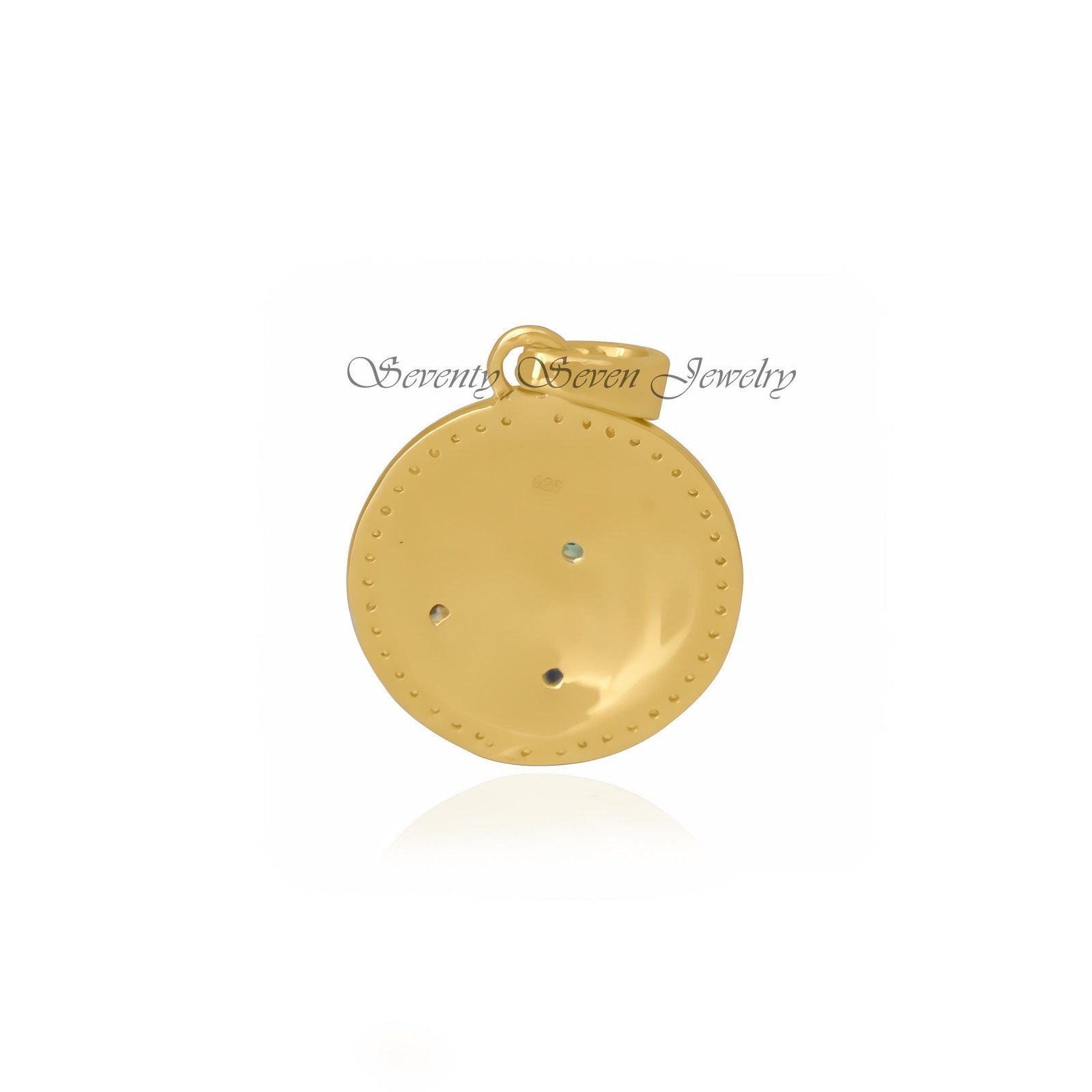 925 Silver Enamel Round Pendant: Sapphire Floral Charm - View 5 - Seventy Seven Jewelry | SKU: SSMJP257-SLRHDITLELTQ-2026 925 Silver Enamel Round Pendant: Sapphire Floral Charm - View 5 - Seventy Seven Jewelry | SKU: SSMJP257-SLRHDITLELTQ-2026