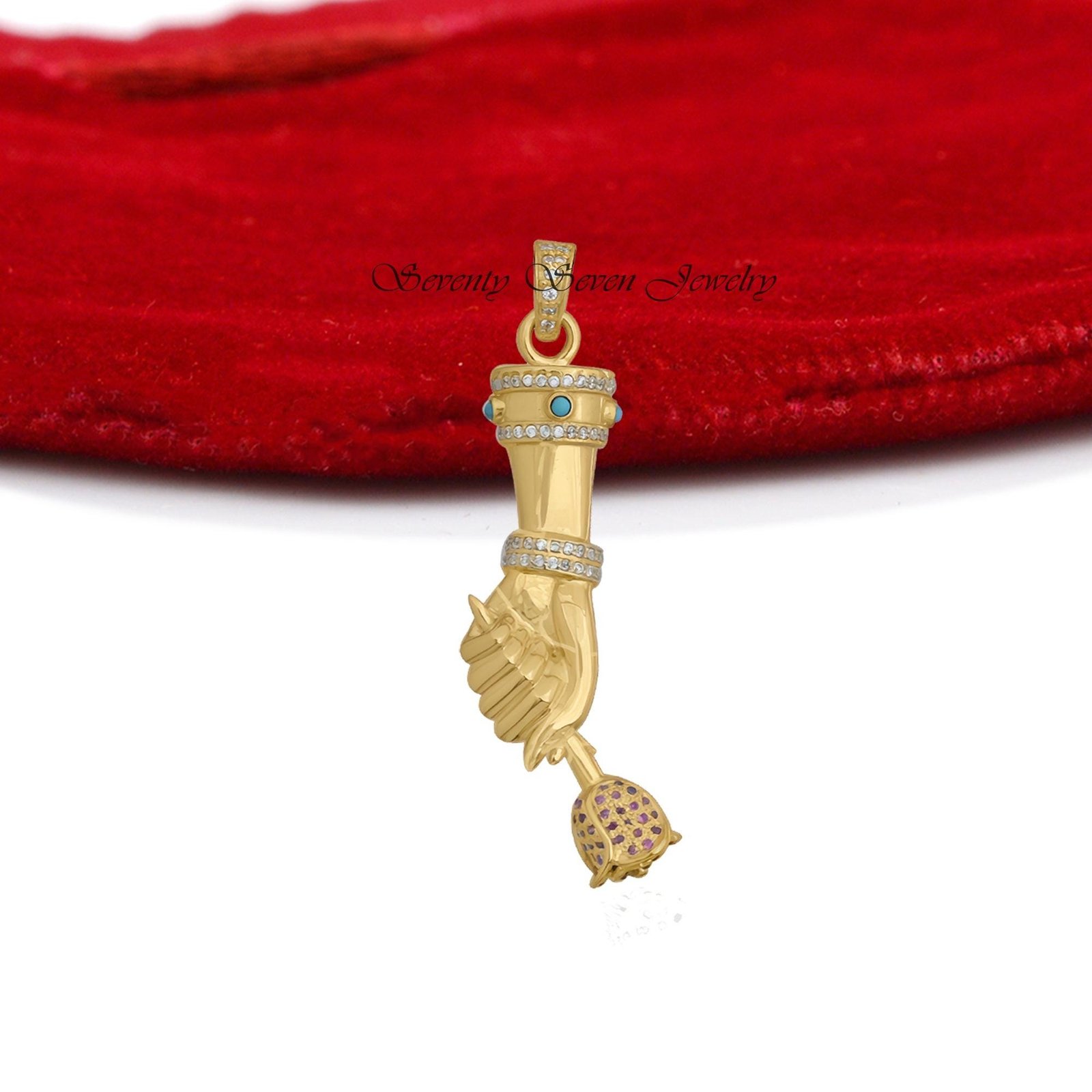 925 Silver Figa Hand Necklace: Ruby & Cubic Zircon Pendant - Seventy Seven Jewelry | SKU: SSMJP24-SLYGCZTQRU-N243-18I-2026 925 Silver Figa Hand Necklace: Ruby & Cubic Zircon Pendant - Seventy Seven Jewelry | SKU: SSMJP24-SLYGCZTQRU-N243-18I-2026