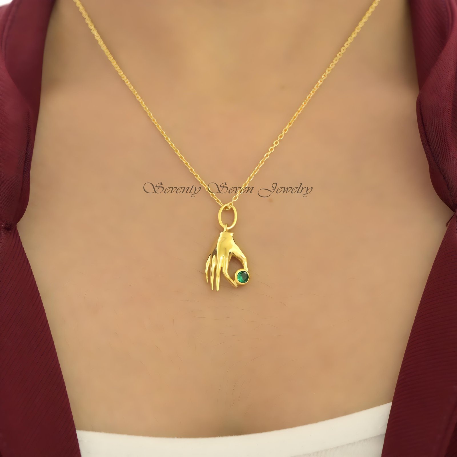 925 Silver Figa Hand Pendant: Gemstone Lucky Charm - View 2 - Seventy Seven Jewelry | SKU: SSMJP733-SLYGTQ-2026 925 Silver Figa Hand Pendant: Gemstone Lucky Charm - View 2 - Seventy Seven Jewelry | SKU: SSMJP733-SLYGTQ-2026