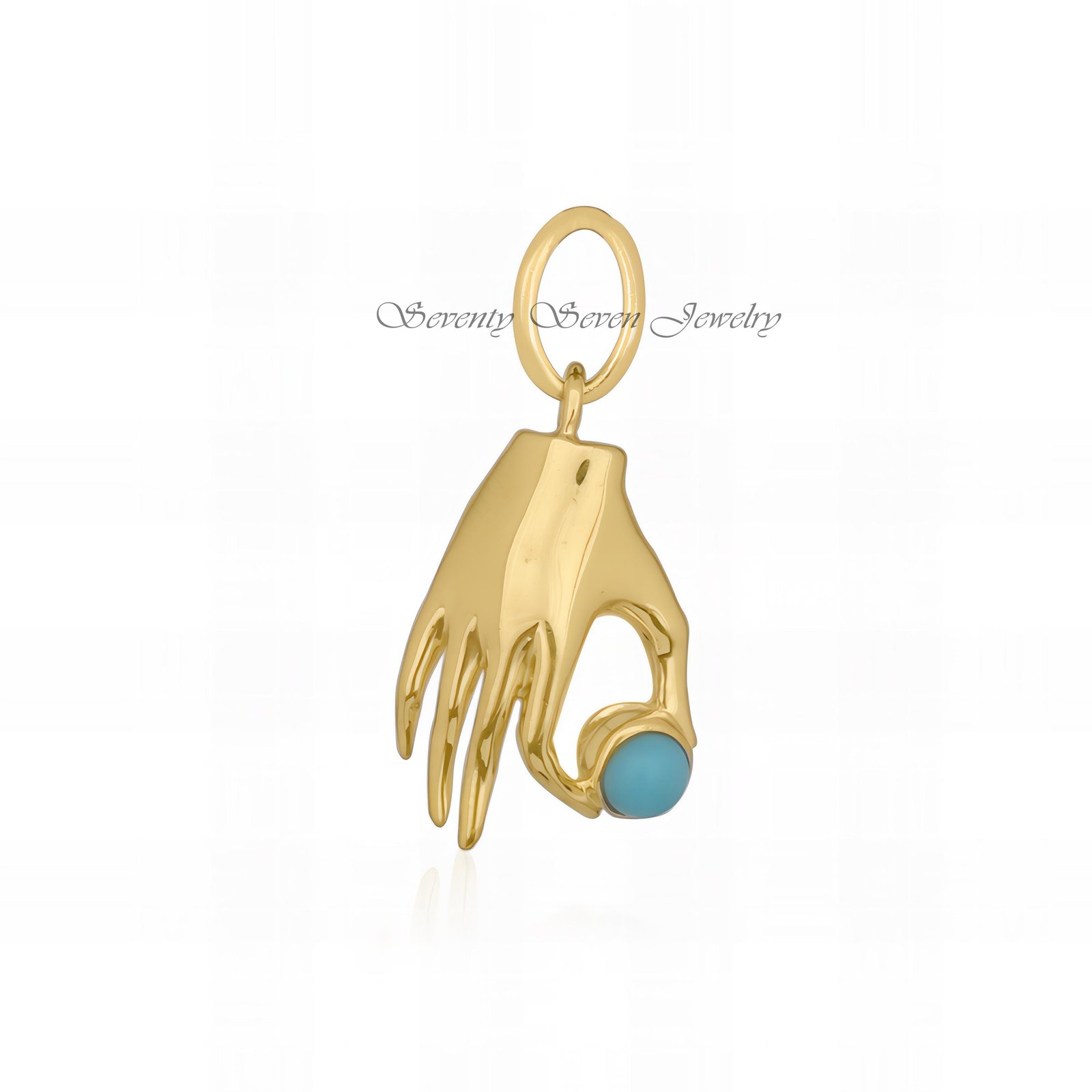 925 Silver Figa Hand Pendant: Gemstone Lucky Charm - View 4 - Seventy Seven Jewelry | SKU: SSMJP733-SLYGTQ-2026 925 Silver Figa Hand Pendant: Gemstone Lucky Charm - View 4 - Seventy Seven Jewelry | SKU: SSMJP733-SLYGTQ-2026