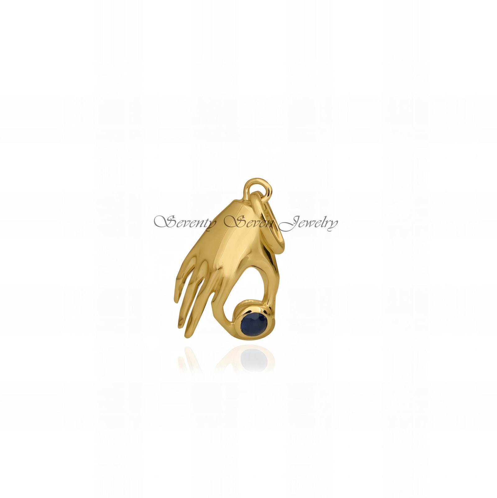 925 Silver Figa Hand Pendant: Gemstone Lucky Charm - View 6 - Seventy Seven Jewelry | SKU: SSMJP733-SLYGTQ-2026 925 Silver Figa Hand Pendant: Gemstone Lucky Charm - View 6 - Seventy Seven Jewelry | SKU: SSMJP733-SLYGTQ-2026