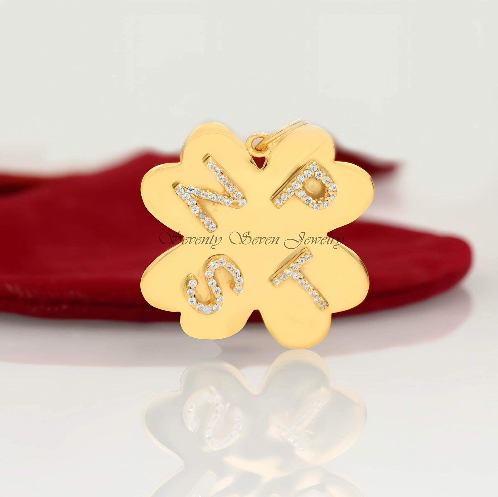 925 Silver Flower Initial Pendant: Custom Gold Vermeil Jewelry - Seventy Seven Jewelry | SKU: SSMJP3479-SLYGCZ-30M 925 Silver Flower Initial Pendant: Custom Gold Vermeil Jewelry - Seventy Seven Jewelry | SKU: SSMJP3479-SLYGCZ-30M