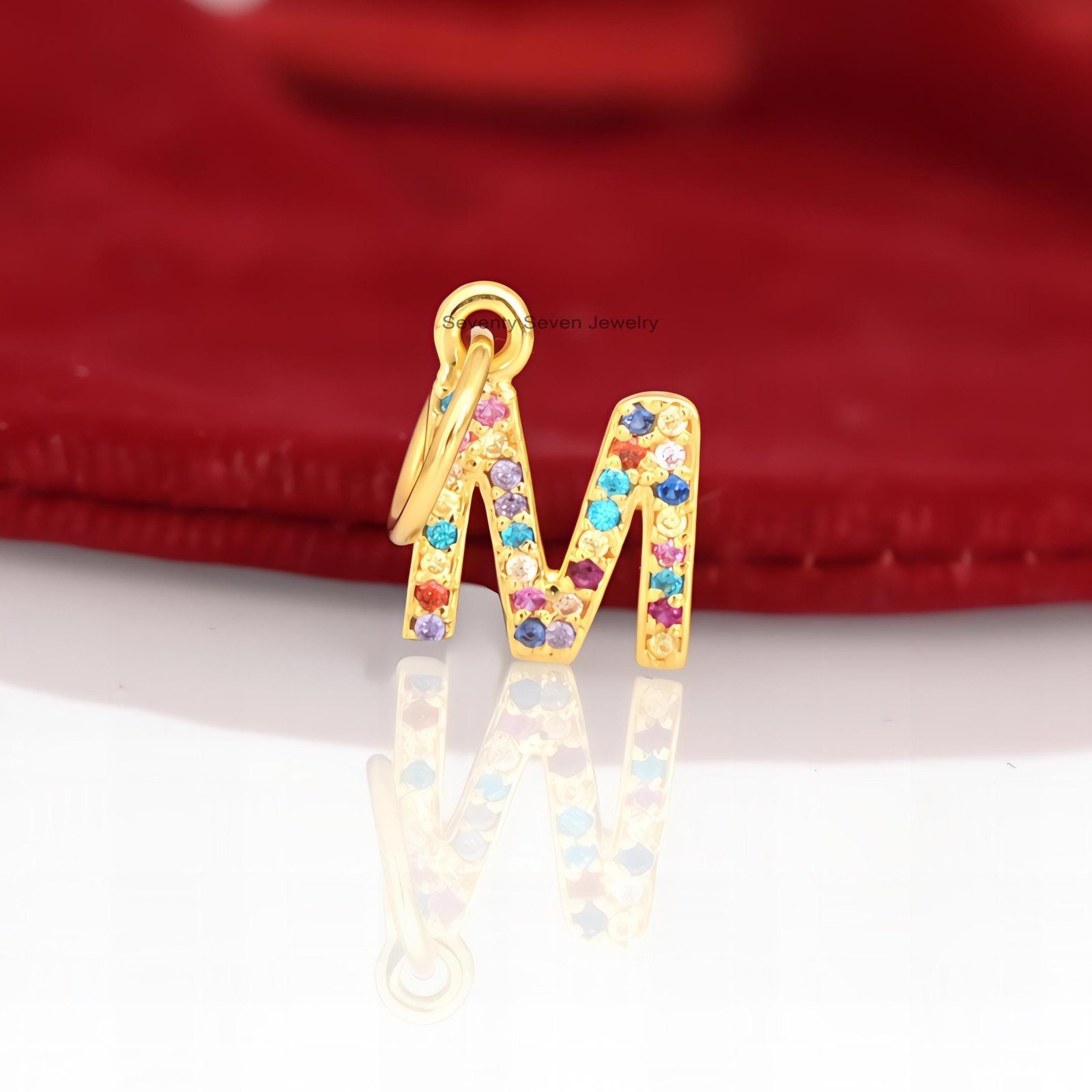 925 Silver Gemstone Letter Charm Pendant: Custom Alphabet - View 2 - Seventy Seven Jewelry | SKU: SSMJP665-SLYGMG-F-2026 925 Silver Gemstone Letter Charm Pendant: Custom Alphabet - View 2 - Seventy Seven Jewelry | SKU: SSMJP665-SLYGMG-F-2026