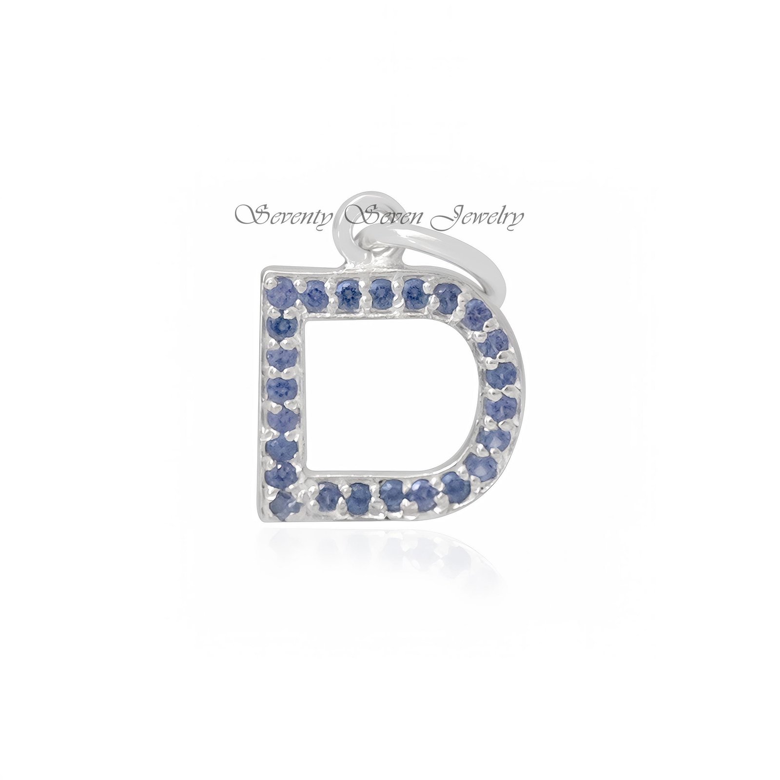 925 Silver Gemstone Letter Charm Pendant: Custom Alphabet - View 6 - Seventy Seven Jewelry | SKU: SSMJP665-SLYGMG-F-2026 925 Silver Gemstone Letter Charm Pendant: Custom Alphabet - View 6 - Seventy Seven Jewelry | SKU: SSMJP665-SLYGMG-F-2026