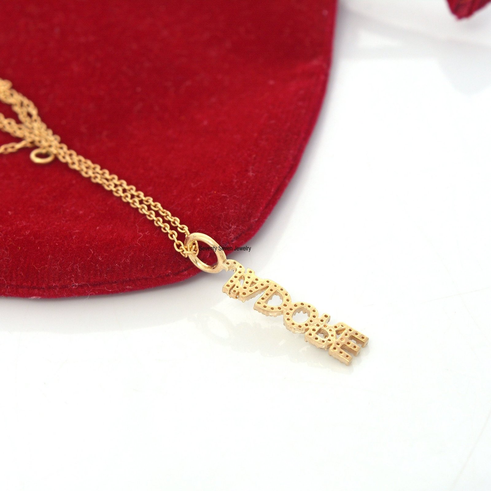 925 Silver Jadore Name Pendant: Pave Letter Necklace - View 4 - Seventy Seven Jewelry | SKU: SSMJP521-SLYGCZ-2026 925 Silver Jadore Name Pendant: Pave Letter Necklace - View 4 - Seventy Seven Jewelry | SKU: SSMJP521-SLYGCZ-2026