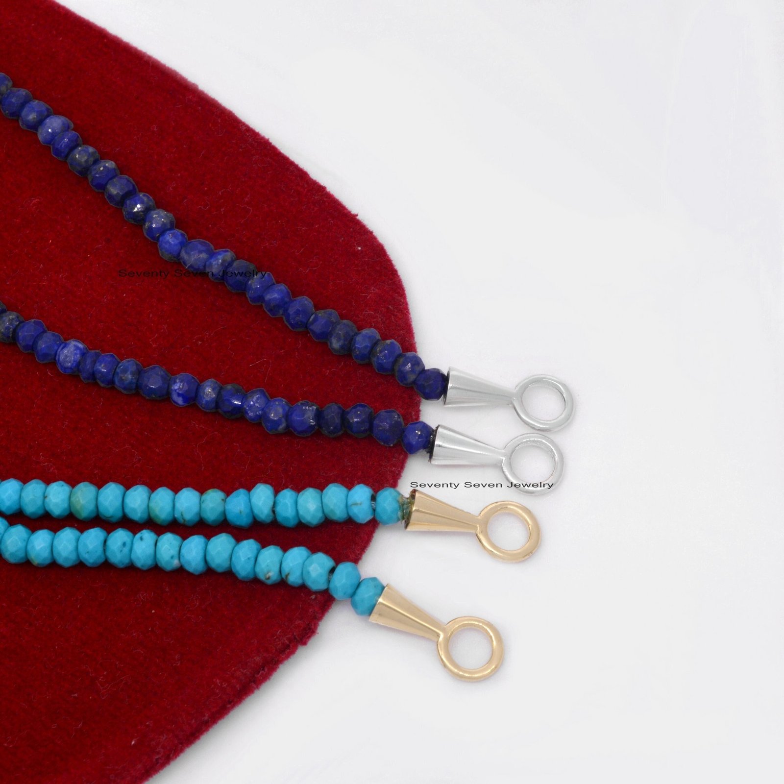 925 Silver Lapis Beads Necklace: Gemstone Charm Holder Jewelry - View 5 - Seventy Seven Jewelry | SKU: SSMJF121-SLYG-15M-2026 925 Silver Lapis Beads Necklace: Gemstone Charm Holder Jewelry - View 5 - Seventy Seven Jewelry | SKU: SSMJF121-SLYG-15M-2026