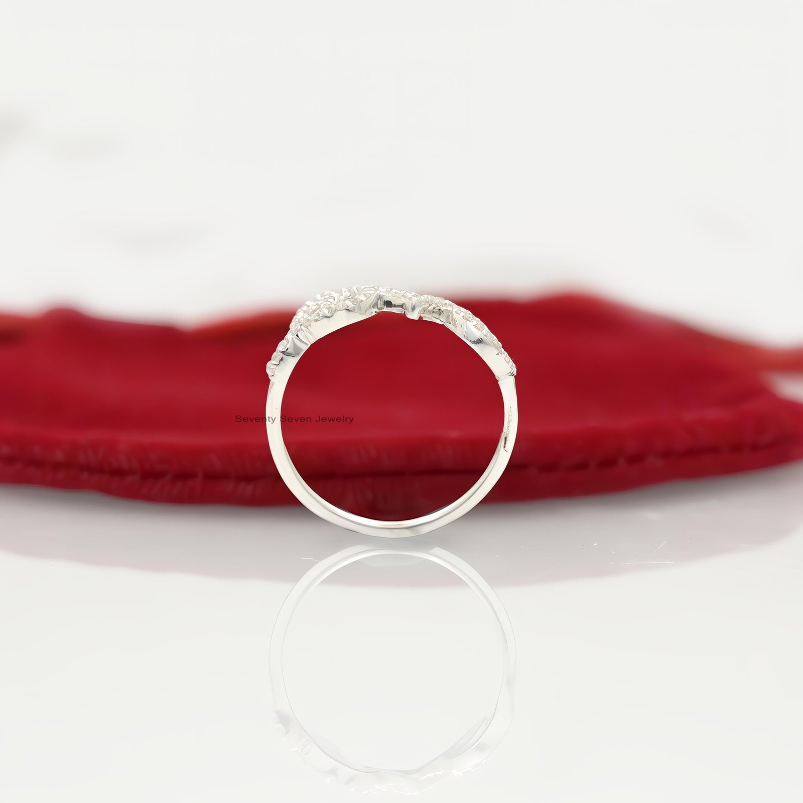925 Silver Love Band: Minimalist Diamond Ring - View 7 - Seventy Seven Jewelry | SKU: SSMJR2862-SLYGDI-US-9 925 Silver Love Band: Minimalist Diamond Ring - View 7 - Seventy Seven Jewelry | SKU: SSMJR2862-SLYGDI-US-9