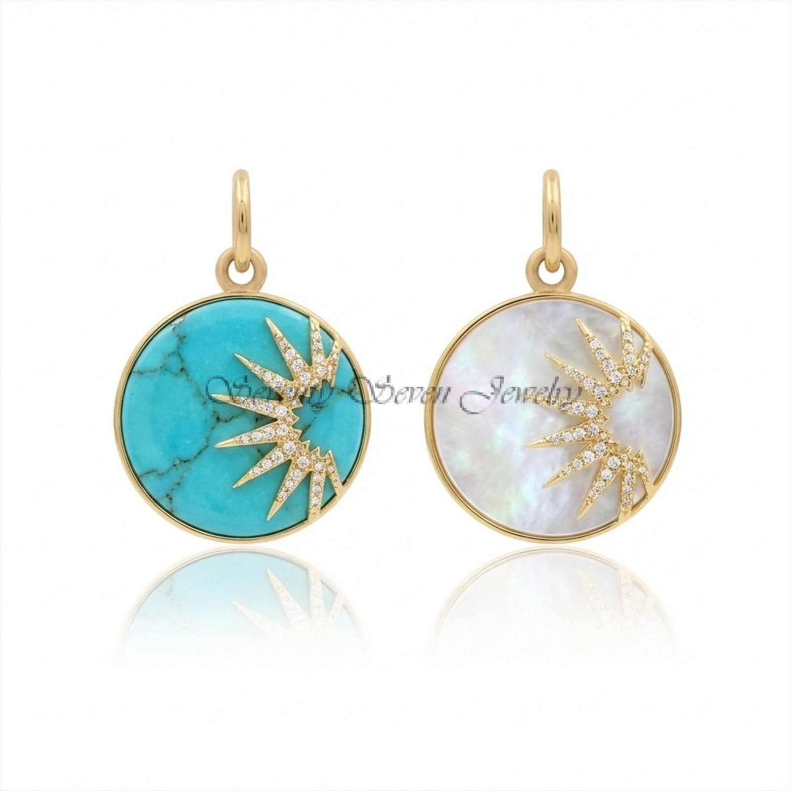 925 Silver Malachite Star Disc Pendant: Gemstone Charm (25 MM) - View 5 - Seventy Seven Jewelry | SKU: SSMJP1110-SLYGDIPO-25M 925 Silver Malachite Star Disc Pendant: Gemstone Charm (25 MM) - View 5 - Seventy Seven Jewelry | SKU: SSMJP1110-SLYGDIPO-25M