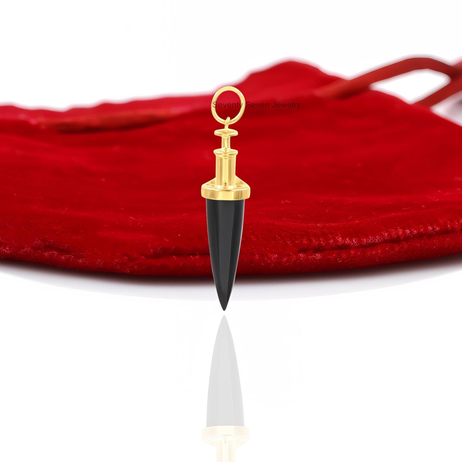925 Silver Moissanite Dagger Pendant, Knife Charm, Gemstone Horn - View 6 - Seventy Seven Jewelry | SKU: SSMJP1146-SLRGDIBO-4 925 Silver Moissanite Dagger Pendant, Knife Charm, Gemstone Horn - View 6 - Seventy Seven Jewelry | SKU: SSMJP1146-SLRGDIBO-4