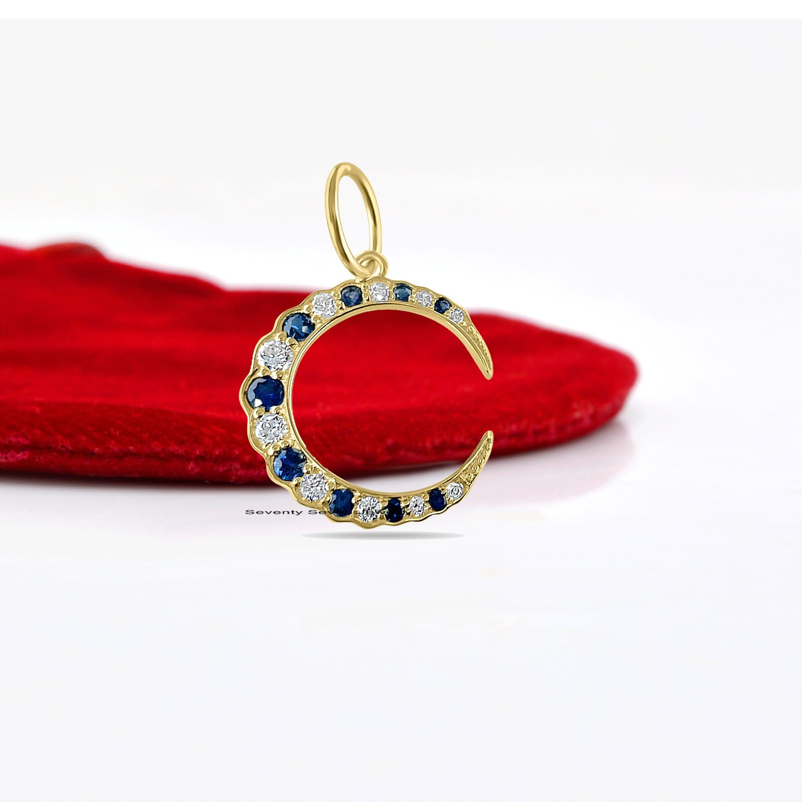 925 Silver Moissanite Moon Pendant: Gemstone Crescent Charm - View 6 - Seventy Seven Jewelry | SKU: SSMJP1445-SLYGMNPL-2026 925 Silver Moissanite Moon Pendant: Gemstone Crescent Charm - View 6 - Seventy Seven Jewelry | SKU: SSMJP1445-SLYGMNPL-2026