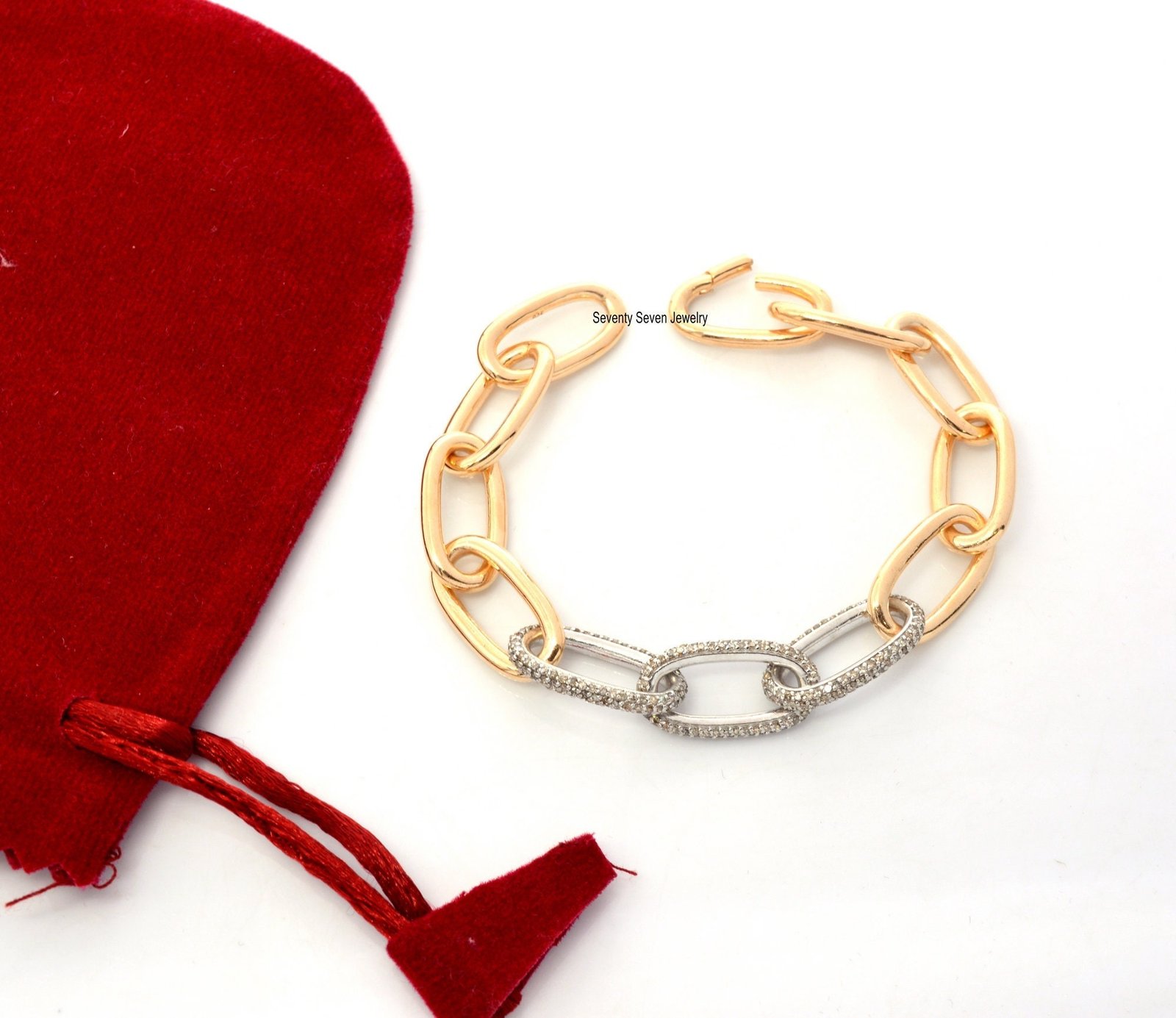 925 Silver Moissanite Oval Link Bracelet: Diamond Chain Jewelry - Seventy Seven Jewelry | SKU: SSMJA06-SLYGMN-2026 925 Silver Moissanite Oval Link Bracelet: Diamond Chain Jewelry - Seventy Seven Jewelry | SKU: SSMJA06-SLYGMN-2026