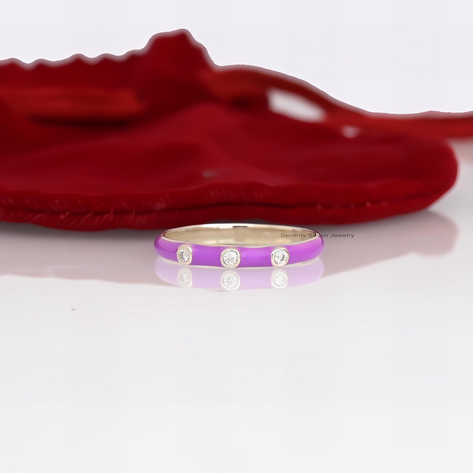925 Silver Multi Color Enamel Ring: Moissanite Stacking Band - Seventy Seven Jewelry | SKU: SSMJR766-SLYGELTQ-2026 925 Silver Multi Color Enamel Ring: Moissanite Stacking Band - Seventy Seven Jewelry | SKU: SSMJR766-SLYGELTQ-2026