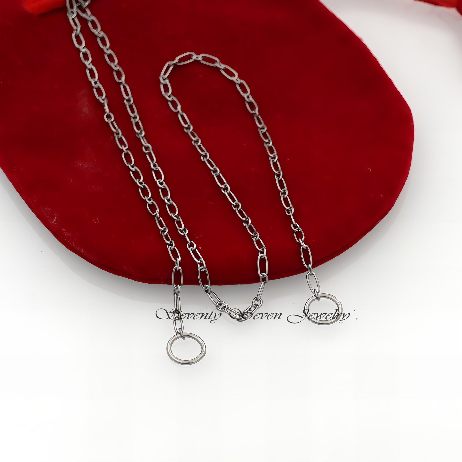 925 Silver Oval Link Chain Necklace: Enhancer Connector - View 4 - Seventy Seven Jewelry | SKU: G13A-SLYG 925 Silver Oval Link Chain Necklace: Enhancer Connector - View 4 - Seventy Seven Jewelry | SKU: G13A-SLYG