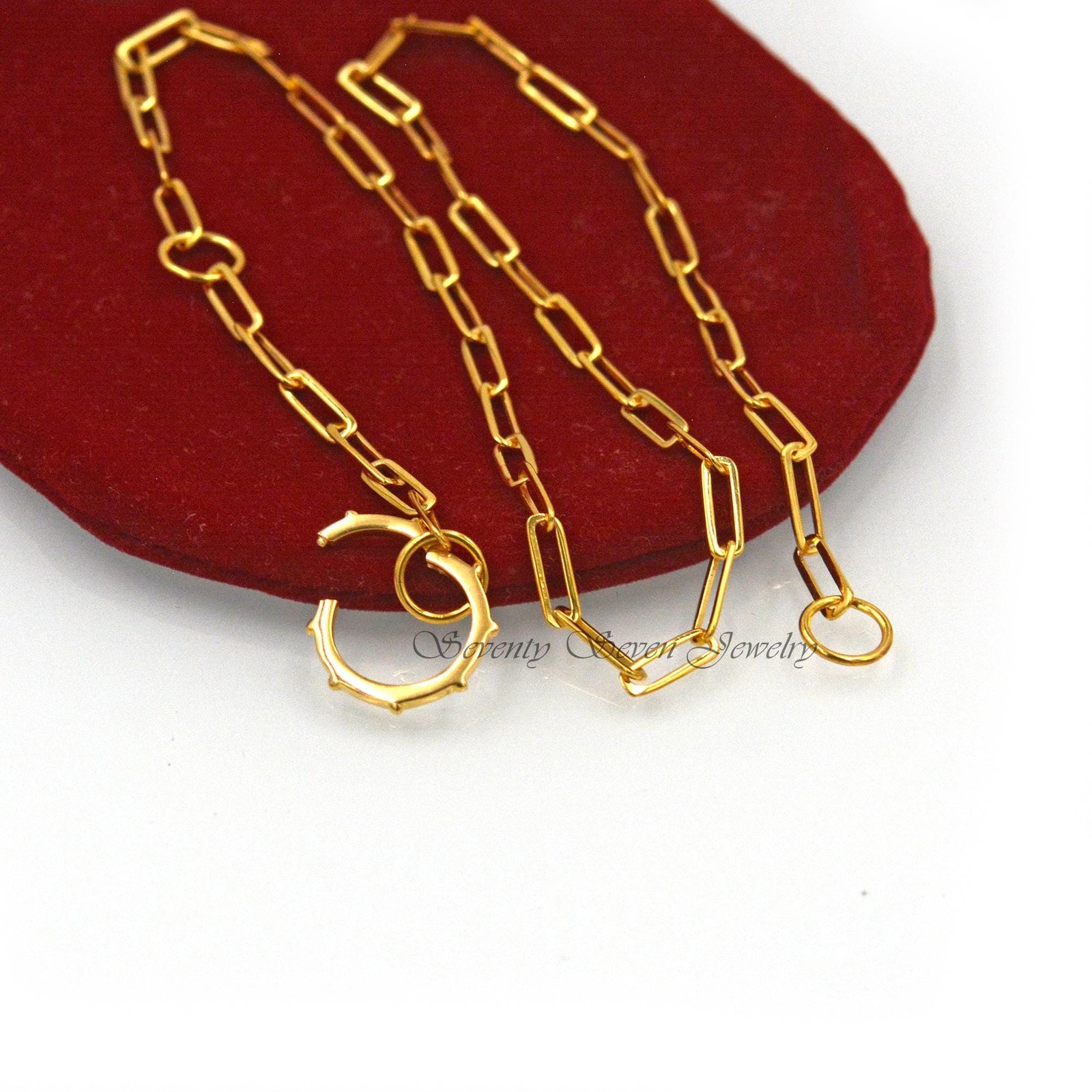 925 Silver Paperclip Chain Necklace: Enhancer Lock, Charm Holder (15MM) - View 7 - Seventy Seven Jewelry | SKU: SSMJP448-SLYG 925 Silver Paperclip Chain Necklace: Enhancer Lock, Charm Holder (15MM) - View 7 - Seventy Seven Jewelry | SKU: SSMJP448-SLYG