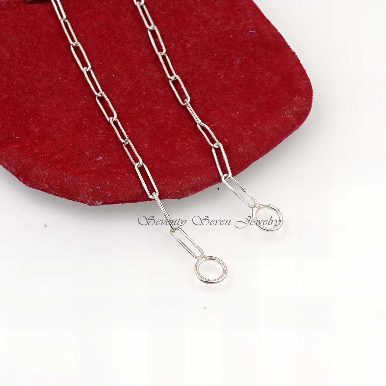 925 Silver Paperclip Chain Necklace: Long Link Connector - Seventy Seven Jewelry | SKU: SSG3-SLYG-11M-18I-V 925 Silver Paperclip Chain Necklace: Long Link Connector - Seventy Seven Jewelry | SKU: SSG3-SLYG-11M-18I-V