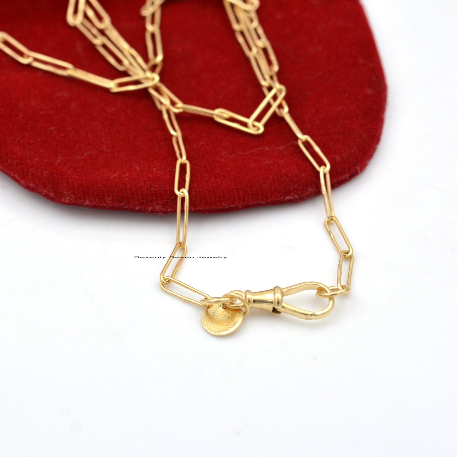 925 Silver Paperclip Chain Necklace: Swivel Push Lock Layer - View 3 - Seventy Seven Jewelry | SKU: SSG2-SLYG-11M-16I-F214-F9 925 Silver Paperclip Chain Necklace: Swivel Push Lock Layer - View 3 - Seventy Seven Jewelry | SKU: SSG2-SLYG-11M-16I-F214-F9