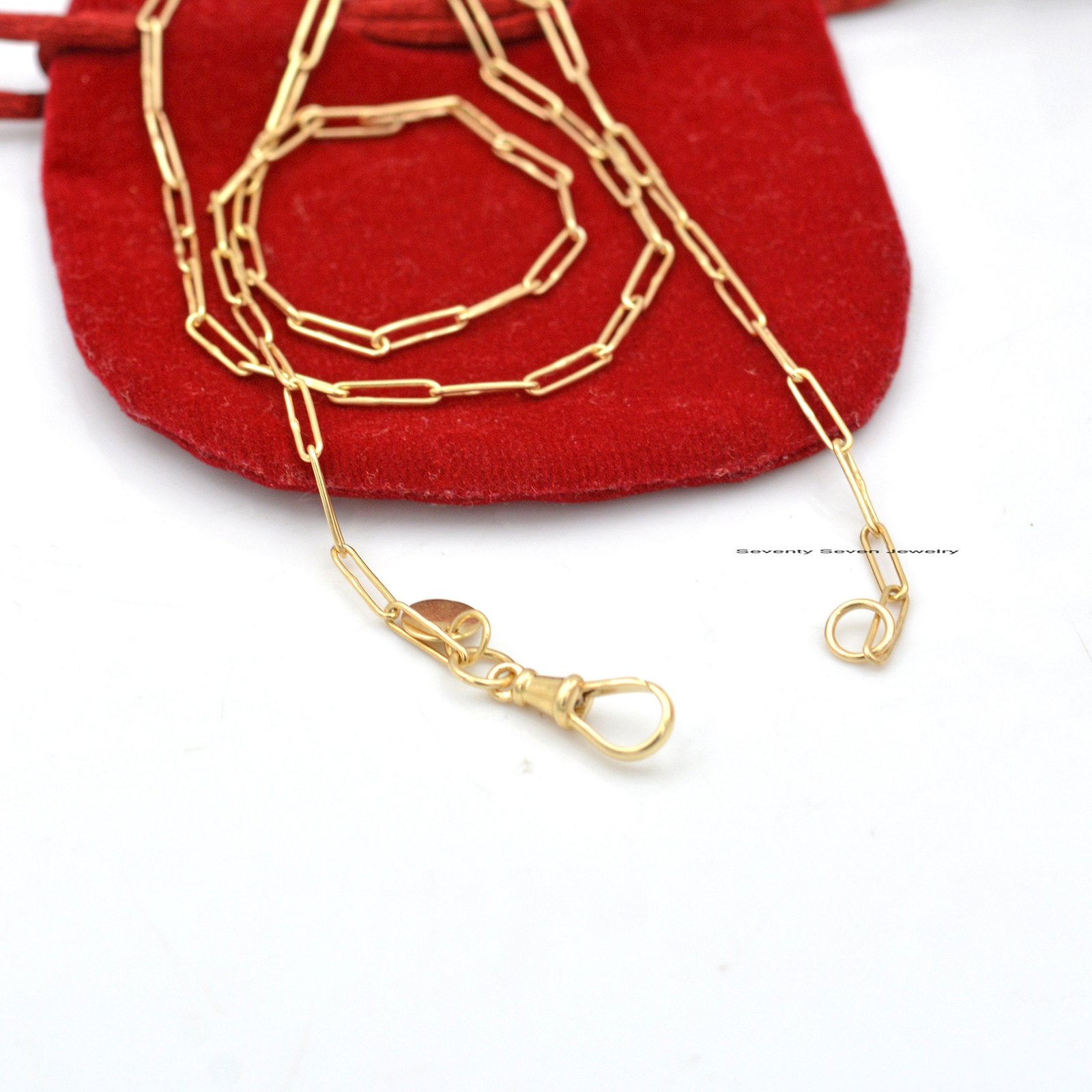 925 Silver Paperclip Chain Necklace: Swivel Push Lock Layer - View 4 - Seventy Seven Jewelry | SKU: SSG2-SLYG-11M-16I-F214-F9 925 Silver Paperclip Chain Necklace: Swivel Push Lock Layer - View 4 - Seventy Seven Jewelry | SKU: SSG2-SLYG-11M-16I-F214-F9