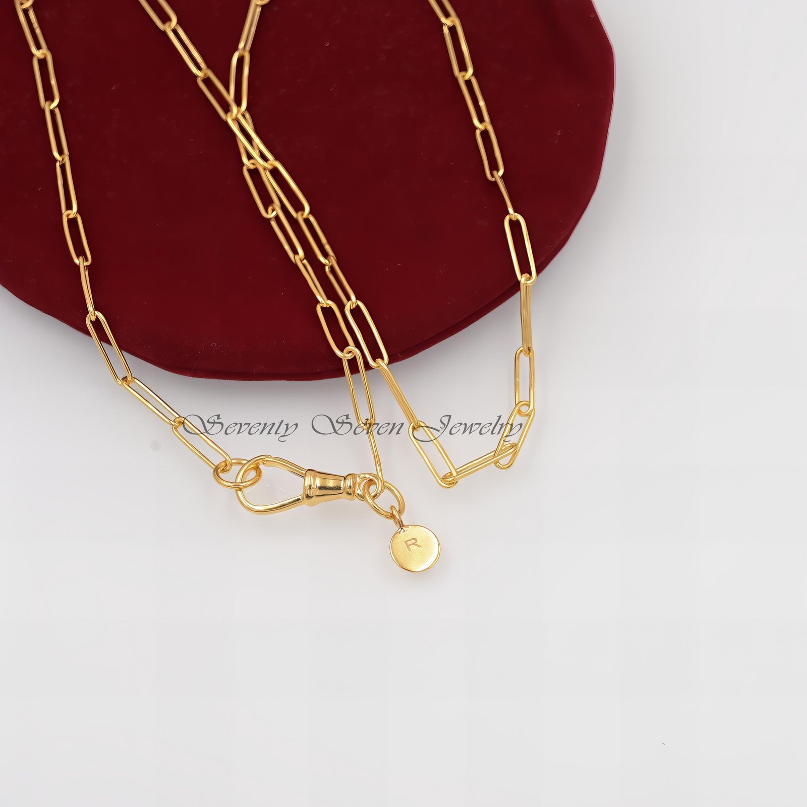 925 Silver Paperclip Chain Necklace: Swivel Push Lock Layer - View 7 - Seventy Seven Jewelry | SKU: SSG2-SLYG-11M-16I-F214-F9 925 Silver Paperclip Chain Necklace: Swivel Push Lock Layer - View 7 - Seventy Seven Jewelry | SKU: SSG2-SLYG-11M-16I-F214-F9