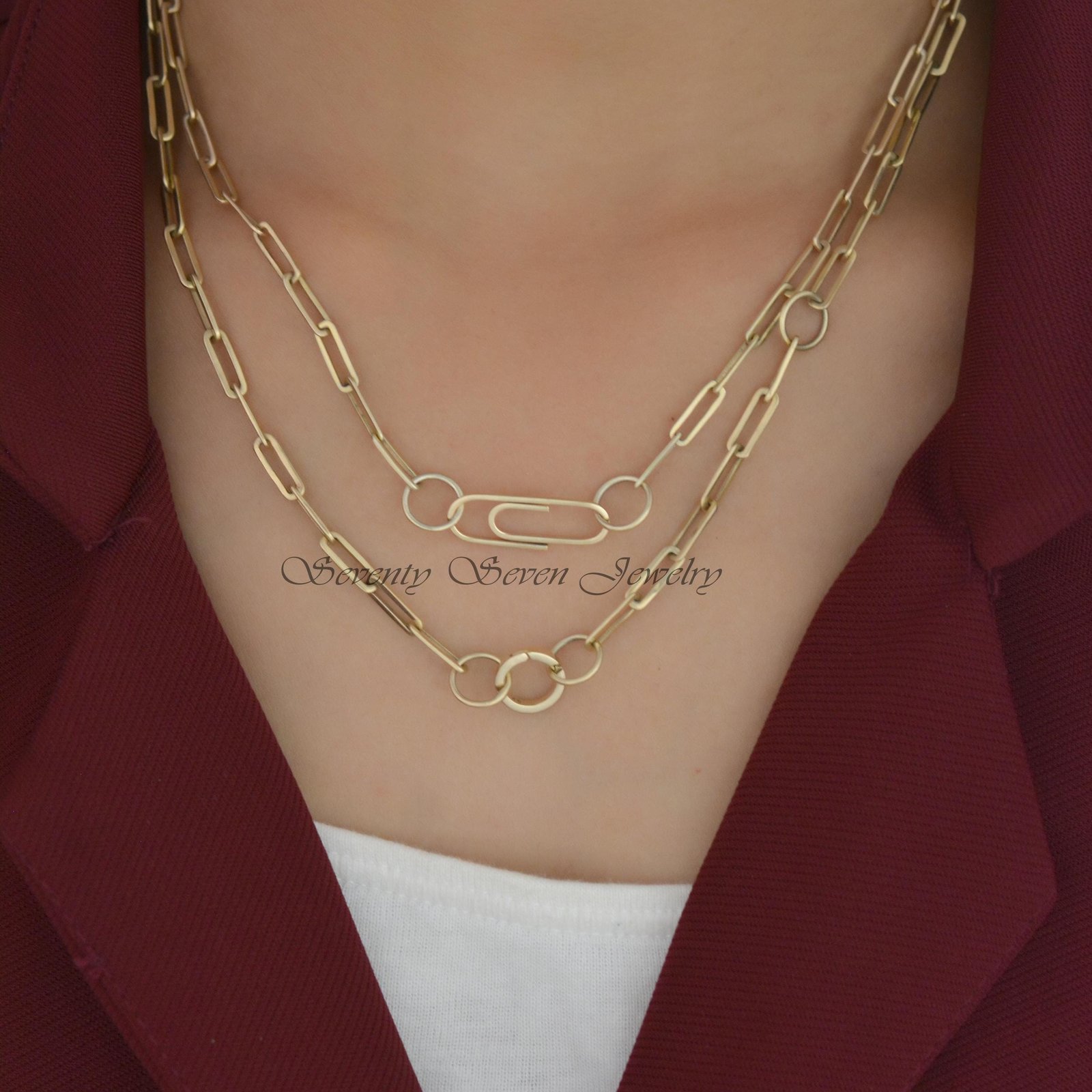 925 Silver Paperclip Enhancer Necklace: Thick Link Charm Holder - Seventy Seven Jewelry | SKU: SSMJH564-SLYG-2/2026 925 Silver Paperclip Enhancer Necklace: Thick Link Charm Holder - Seventy Seven Jewelry | SKU: SSMJH564-SLYG-2/2026
