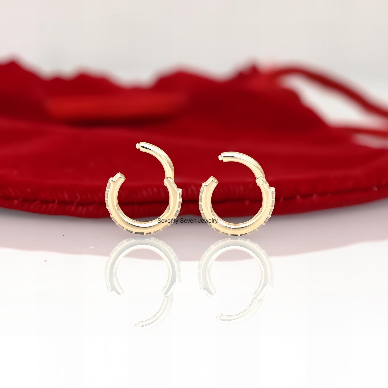 925 Silver Pave Diamond Huggie Earrings - 7.5mm - Seventy Seven Jewelry | SKU: SSMJE05-SLYGDI-2026 925 Silver Pave Diamond Huggie Earrings - 7.5mm - Seventy Seven Jewelry | SKU: SSMJE05-SLYGDI-2026