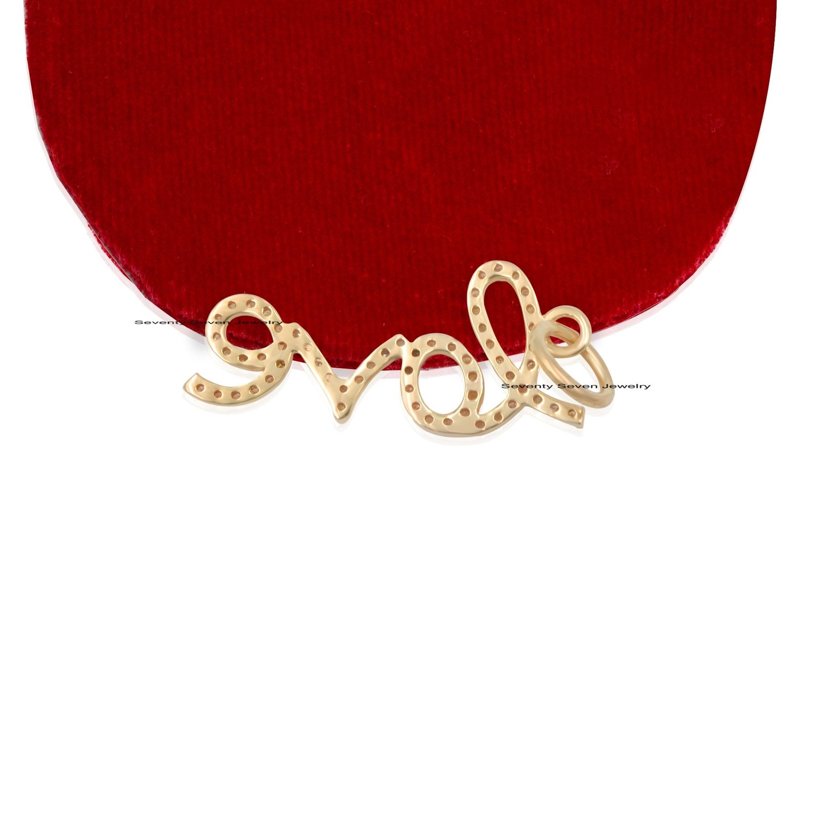 925 Silver Pave Love Words Charm: Cursive Initial Pendant - View 5 - Seventy Seven Jewelry | SKU: SSMJP577-SLYG-2026 925 Silver Pave Love Words Charm: Cursive Initial Pendant - View 5 - Seventy Seven Jewelry | SKU: SSMJP577-SLYG-2026
