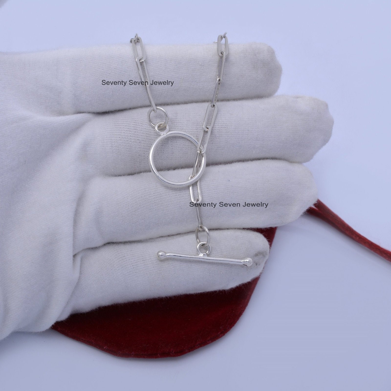 925 Silver Toggle Necklace, 18 Inch Charms Jewelry, T-Bar Chain - View 2 - Seventy Seven Jewelry | SKU: SSMJN217-SLWG-18I-V 925 Silver Toggle Necklace, 18 Inch Charms Jewelry, T-Bar Chain - View 2 - Seventy Seven Jewelry | SKU: SSMJN217-SLWG-18I-V