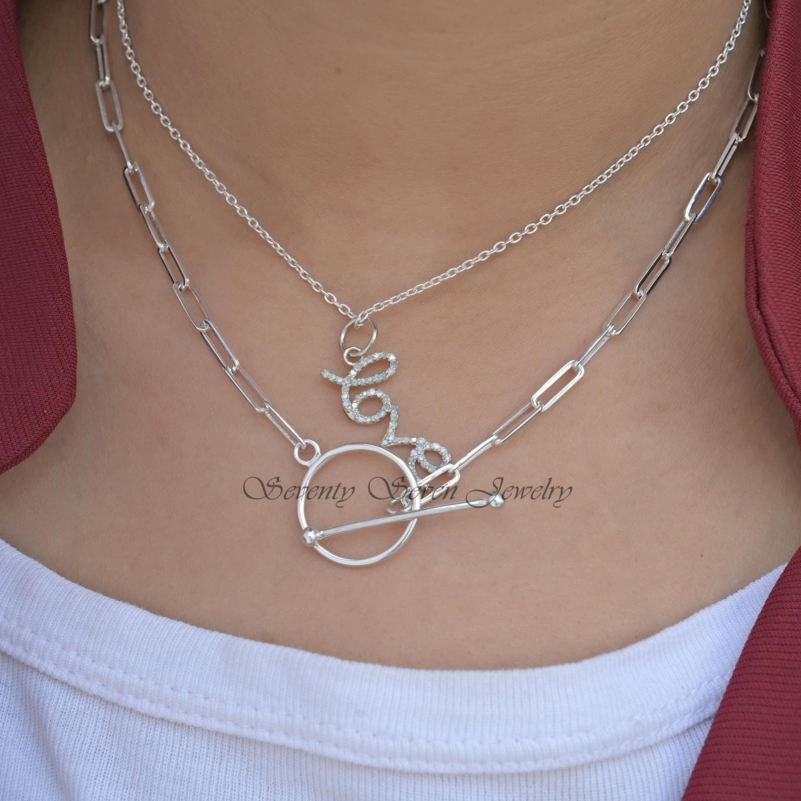 925 Silver Toggle Necklace, 18 Inch Charms Jewelry, T-Bar Chain - View 3 - Seventy Seven Jewelry | SKU: SSMJN217-SLWG-18I-V 925 Silver Toggle Necklace, 18 Inch Charms Jewelry, T-Bar Chain - View 3 - Seventy Seven Jewelry | SKU: SSMJN217-SLWG-18I-V