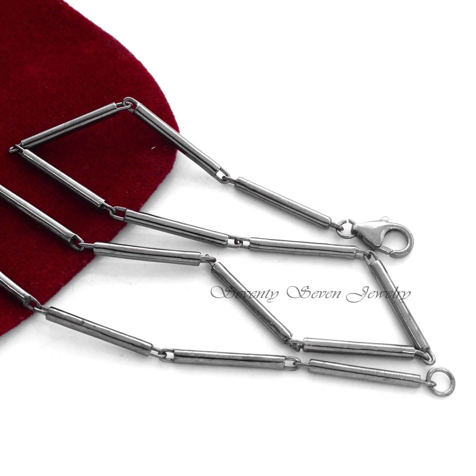 925 Silver Tube Bar Link Chain Necklace with Lobster Lock - Seventy Seven Jewelry | SKU: SSG18-SLRH-3.M-24I-V 925 Silver Tube Bar Link Chain Necklace with Lobster Lock - Seventy Seven Jewelry | SKU: SSG18-SLRH-3.M-24I-V